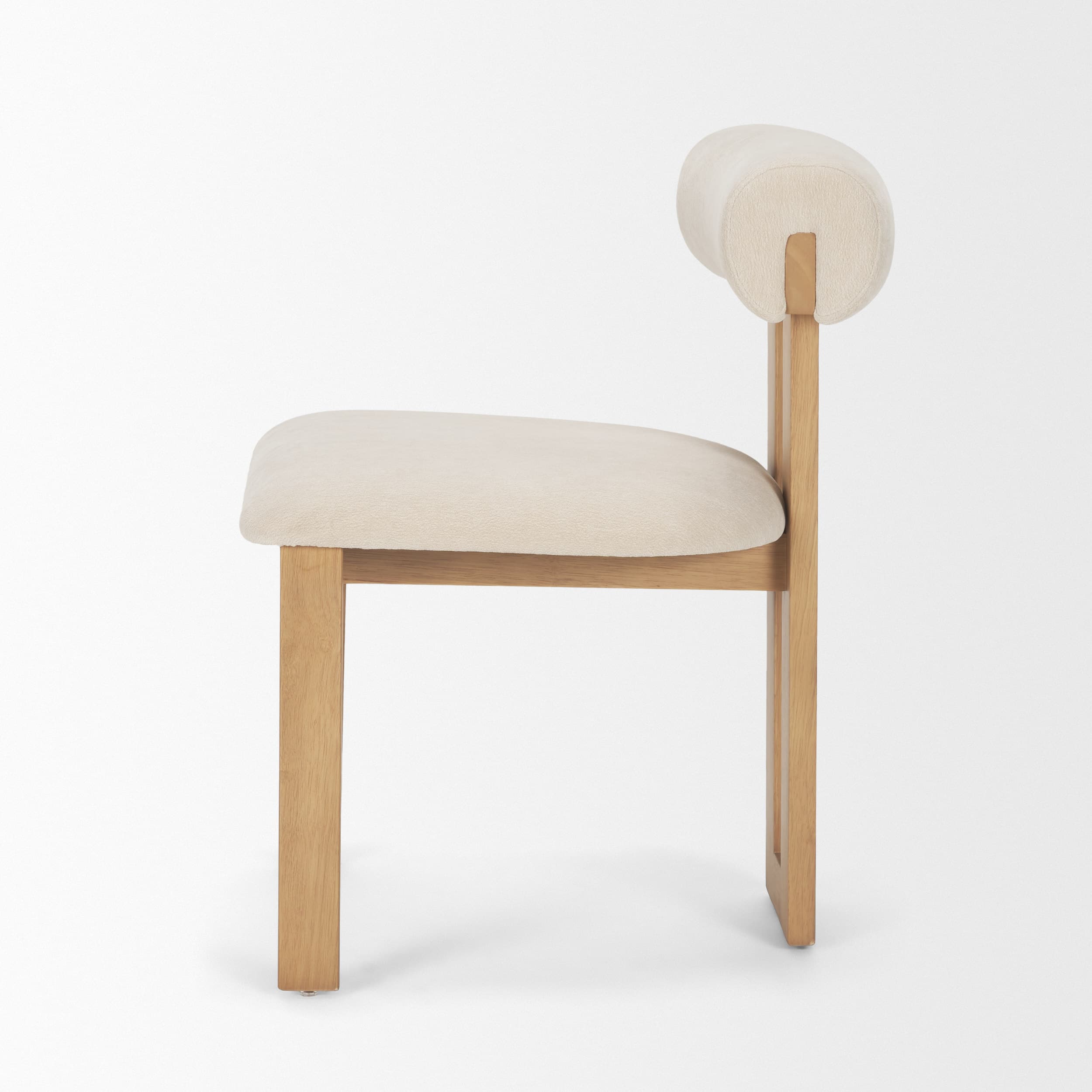 Tribeca Open Back Dining Side Chair | Cream Chenille w/ Brown Wood — product photograph
