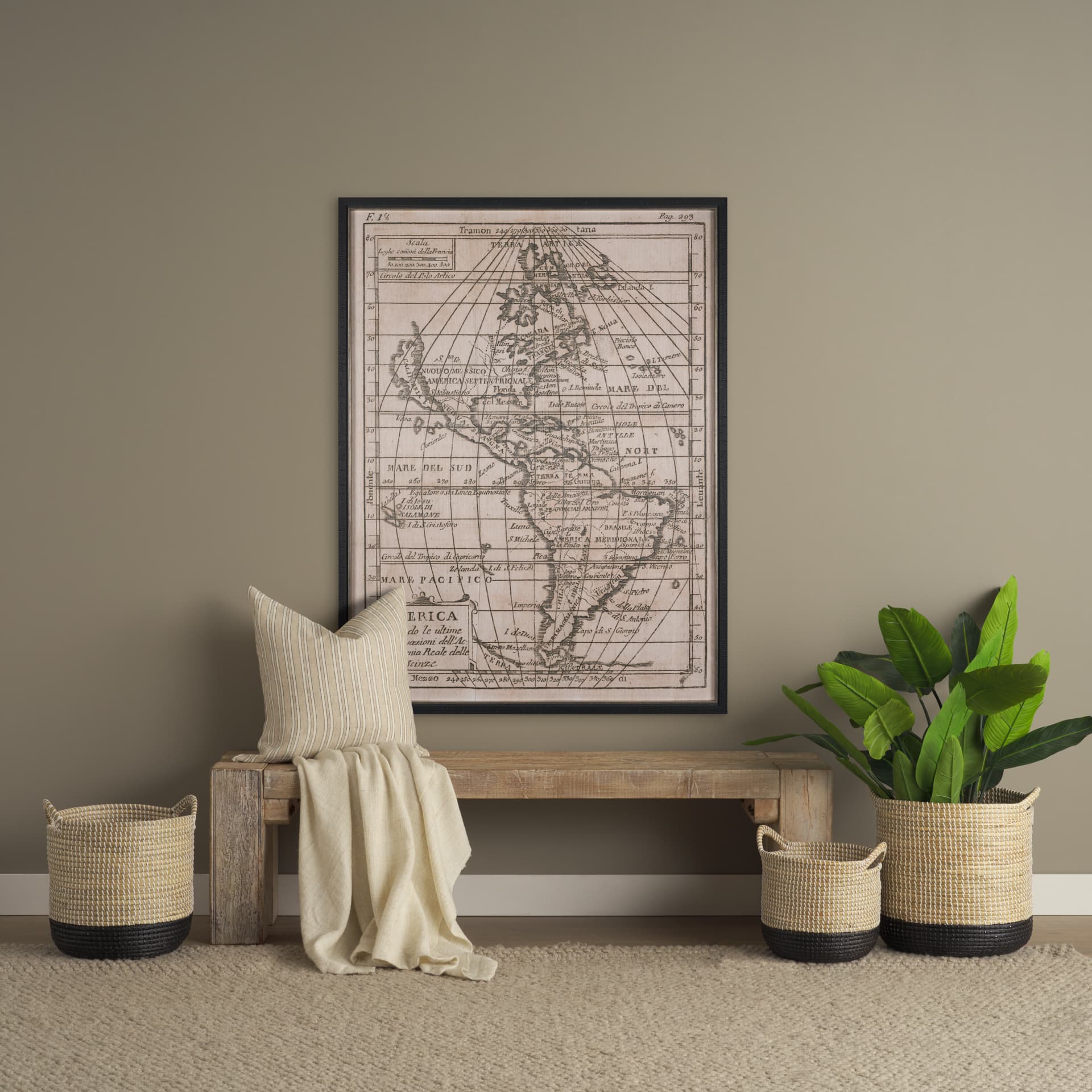 Jaxon 22x22 Beige/Black Striped Cotton-Linen Square Pillow Cover w/Down Filler — product photograph