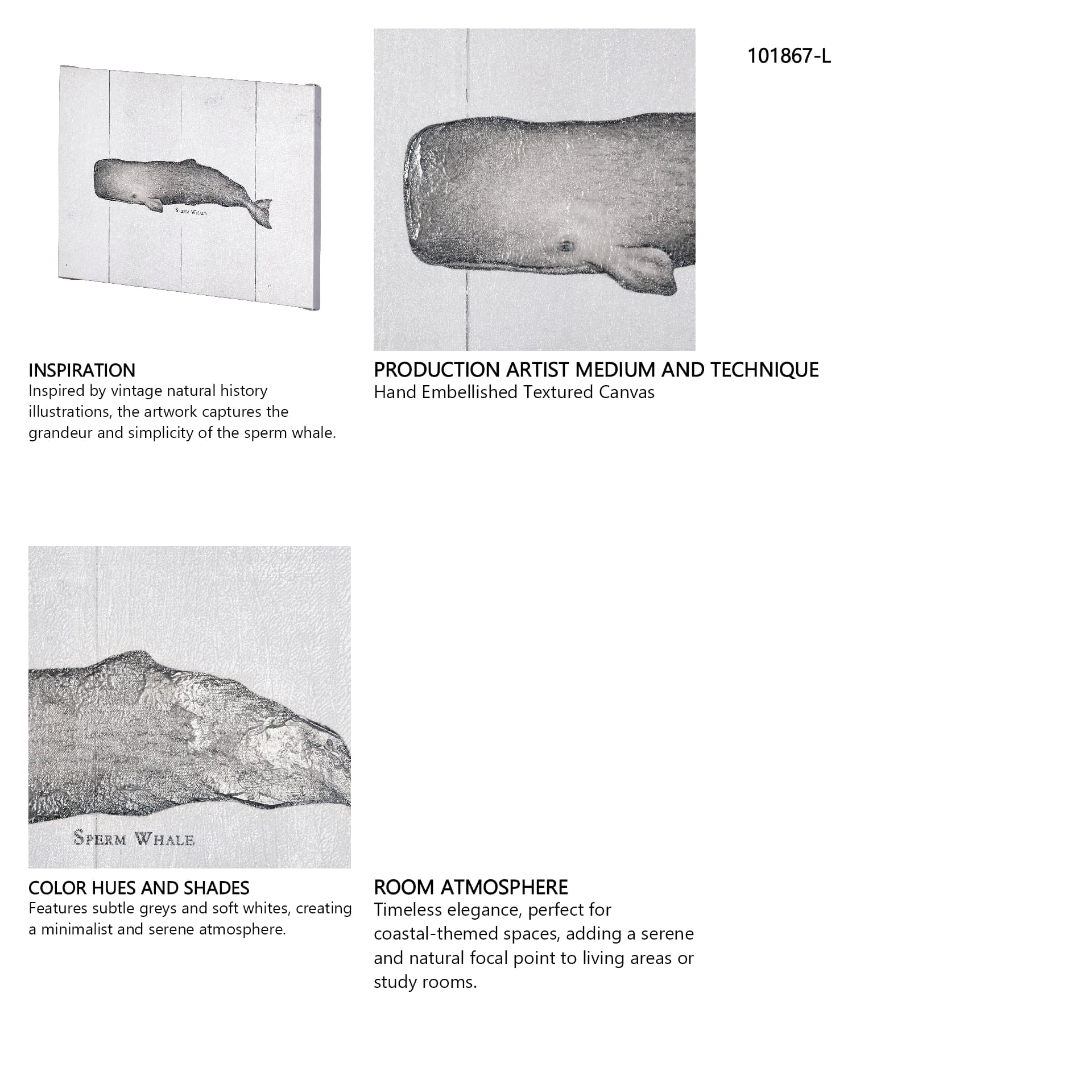Sperm Whale by Mercana Studio a Hand Embellished Textured Canvas — in a styled room