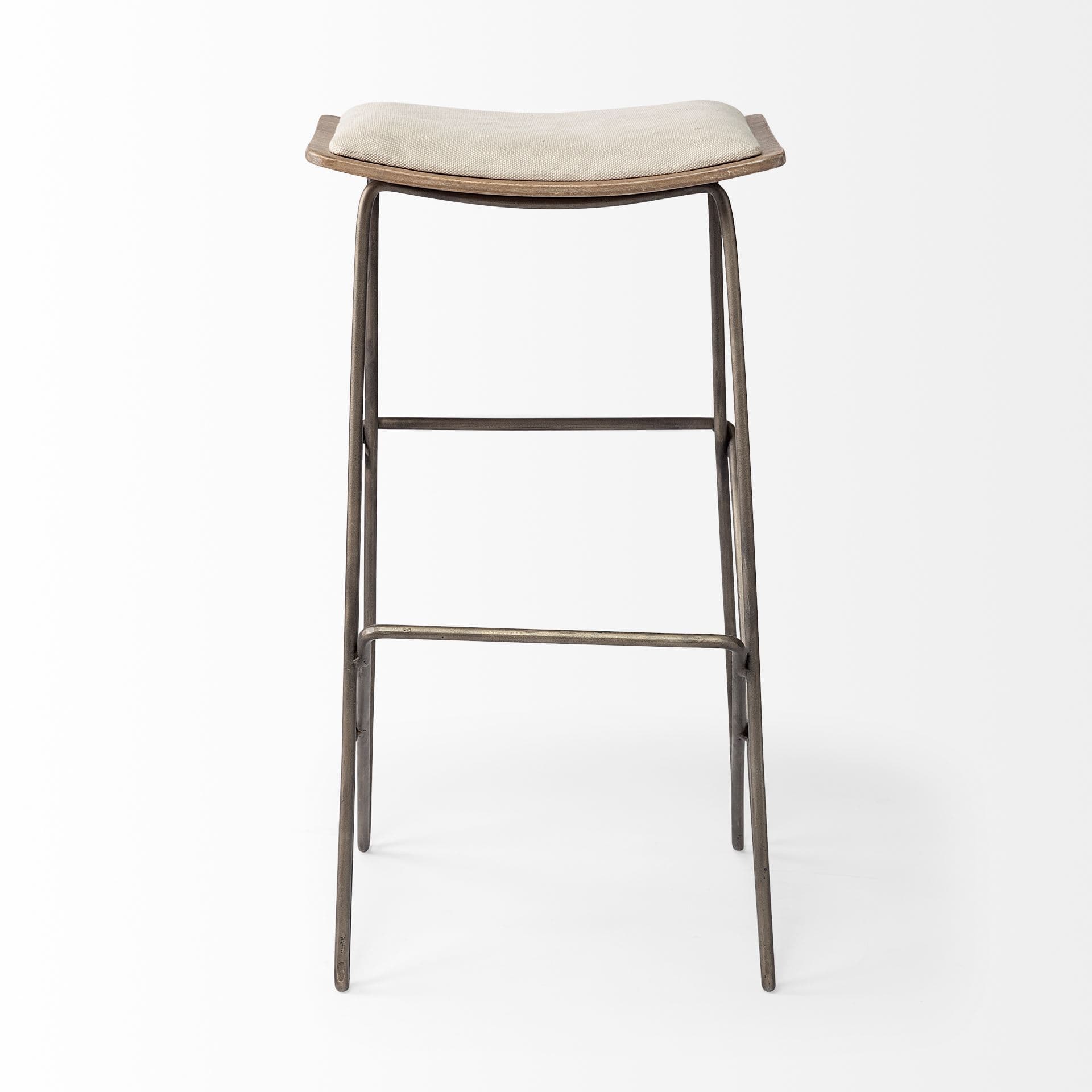 Katniss Backless 30in Seat Bar Stool | Cream Fabric w/ Gold Metal — product photograph