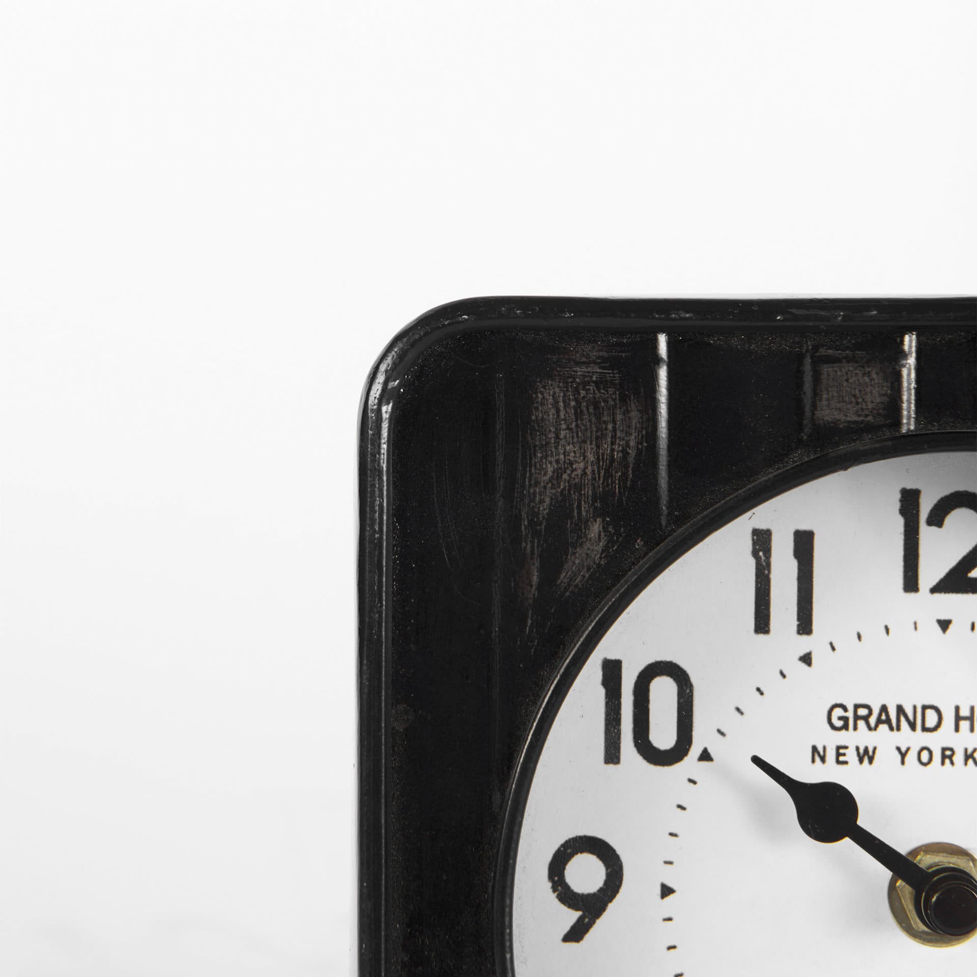Karl 6.0L x 3.0W x 6.8H Rustic Black Iron Rounded Square Table Clock — product photograph