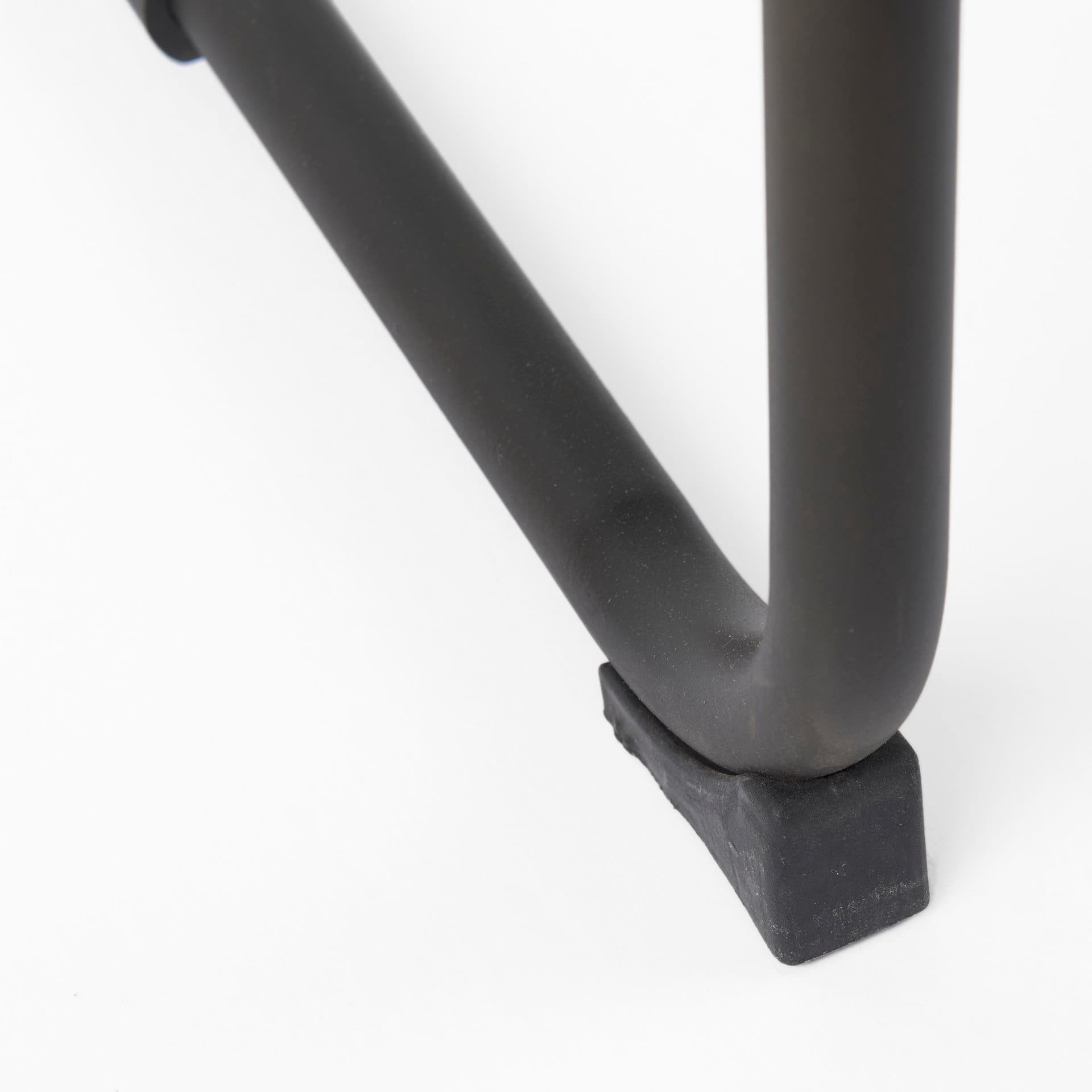 Berbick Low Back 26in Seat Counter Stool | Brown Leather w/ Gray Metal — product photograph