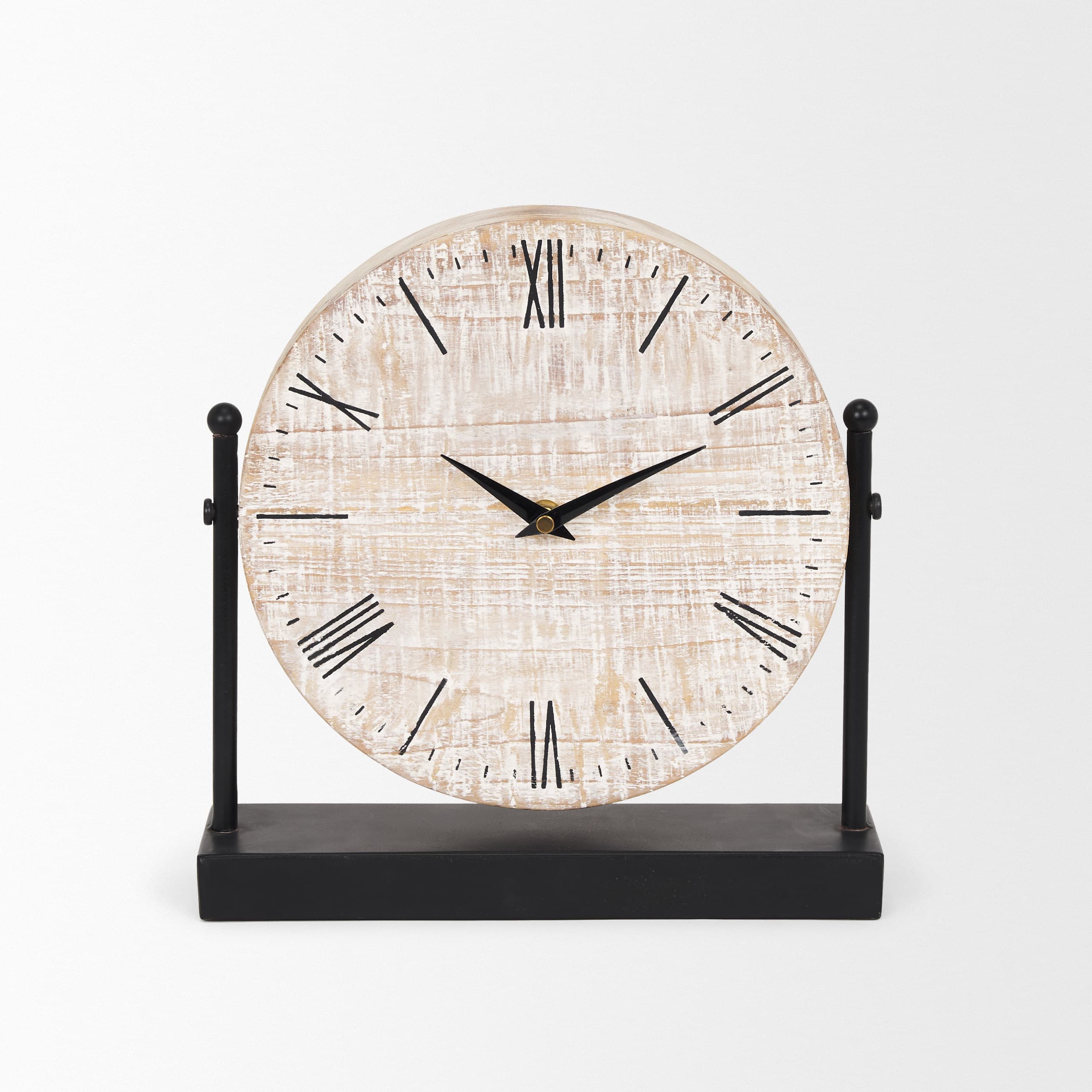 Raja Matte Black Metal w/ Wood Table Clock — product photograph
