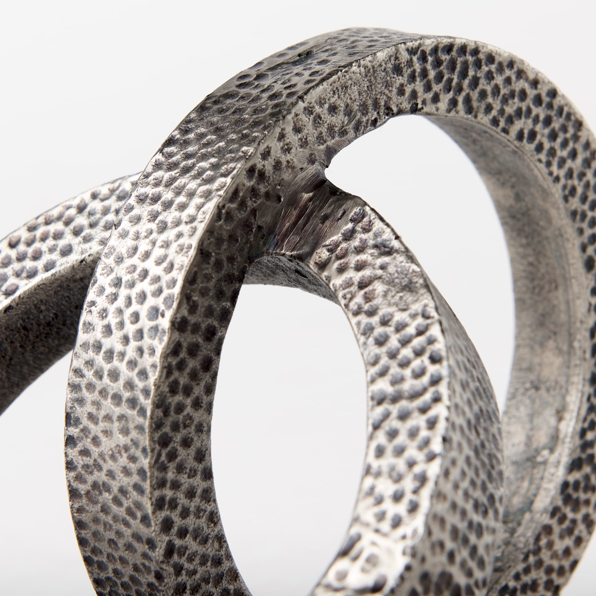 Rafiki Two Blackened Silver Hammered Finish Metal Conjoined Circles — product photograph