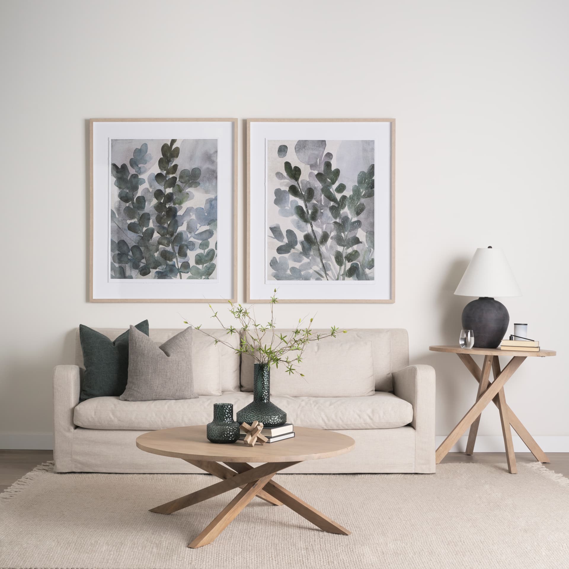 Jacklyn 22x22 Grey Linen Square Decorative Pillow Cover w/Down Filler — product photograph