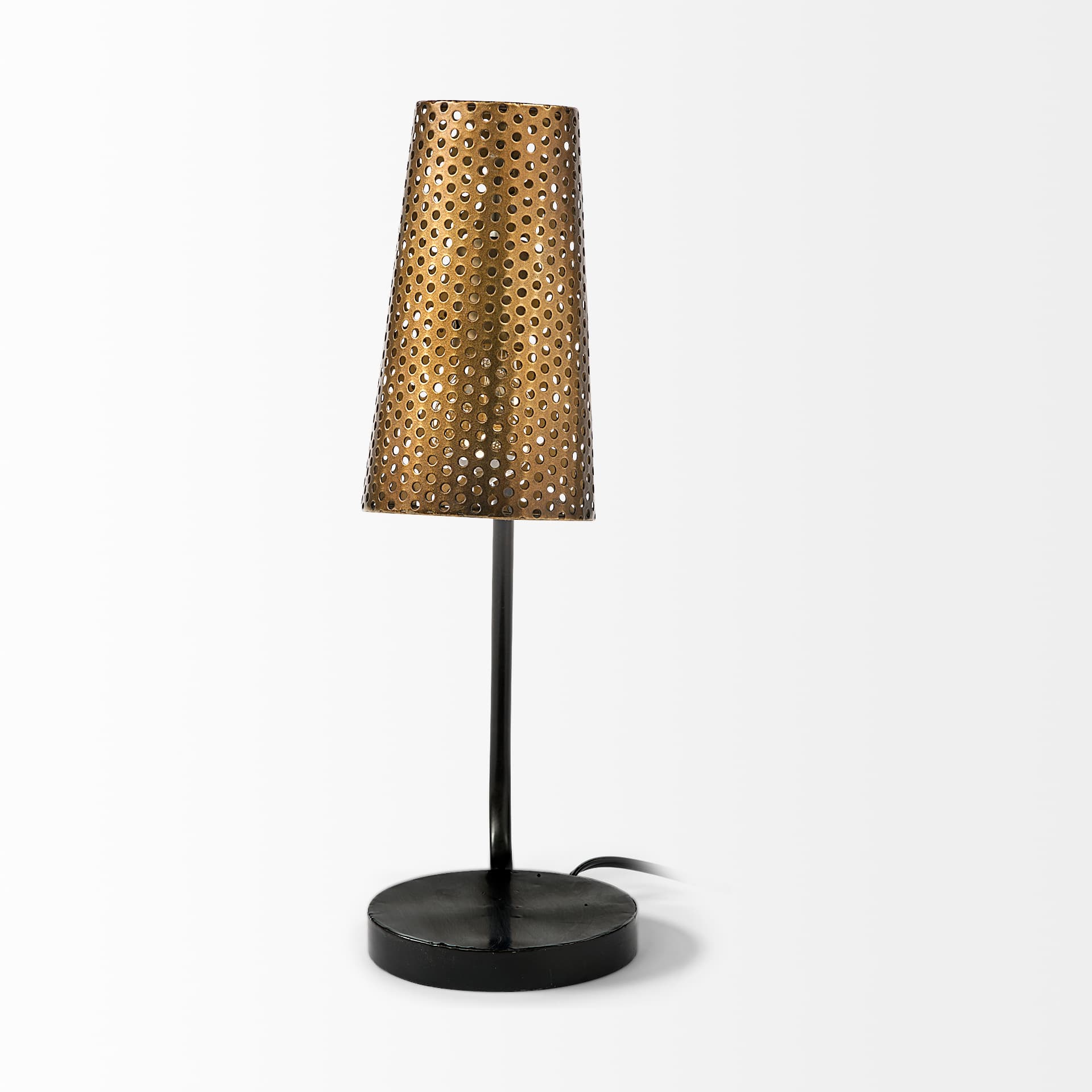 Wesley II (22.4"H) Gold/Black Perforated Metal Shade Table Lamp — product photograph