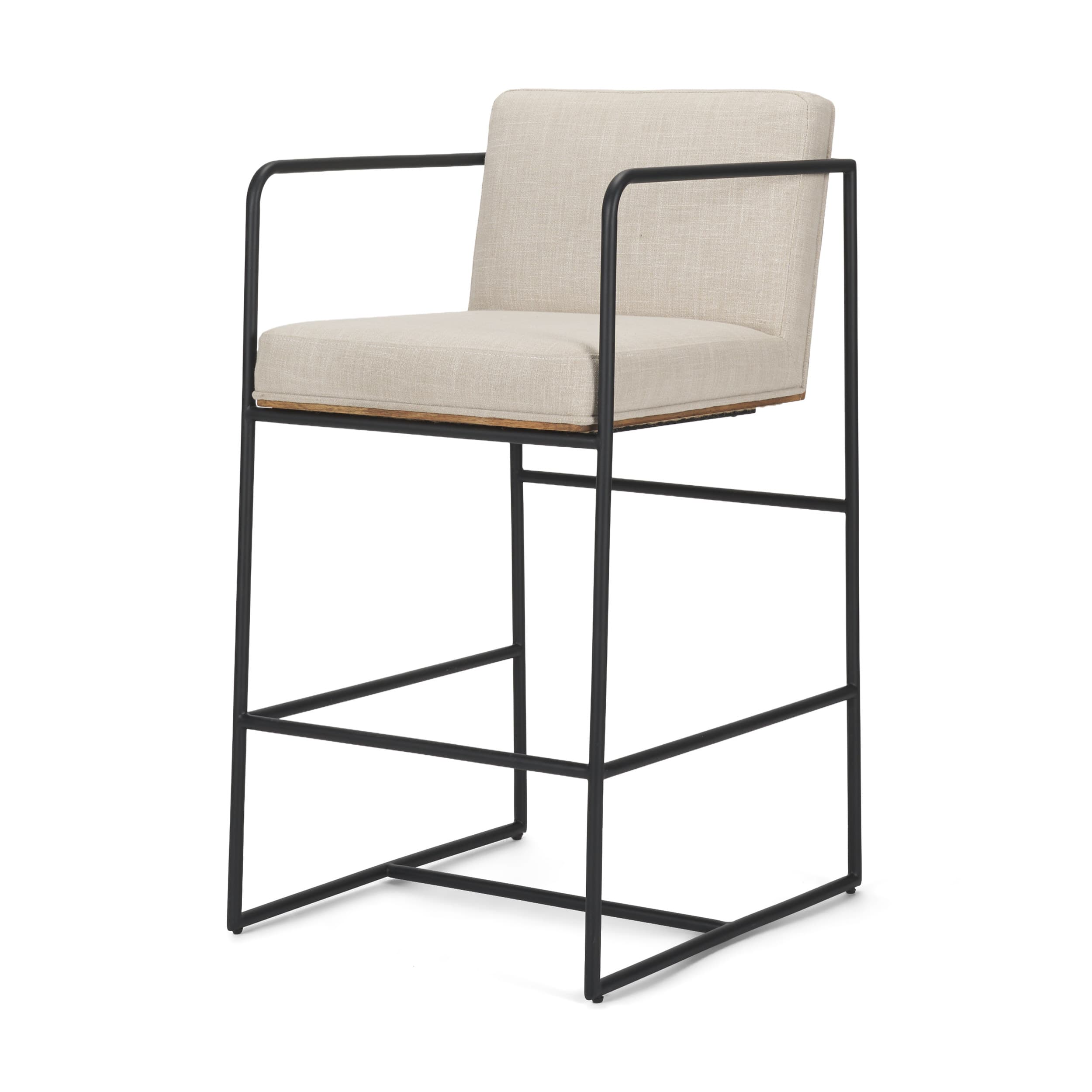 Stamford Backless 36.5in Seat Counter Stool | Beige Fabric w/ Metal — product photograph