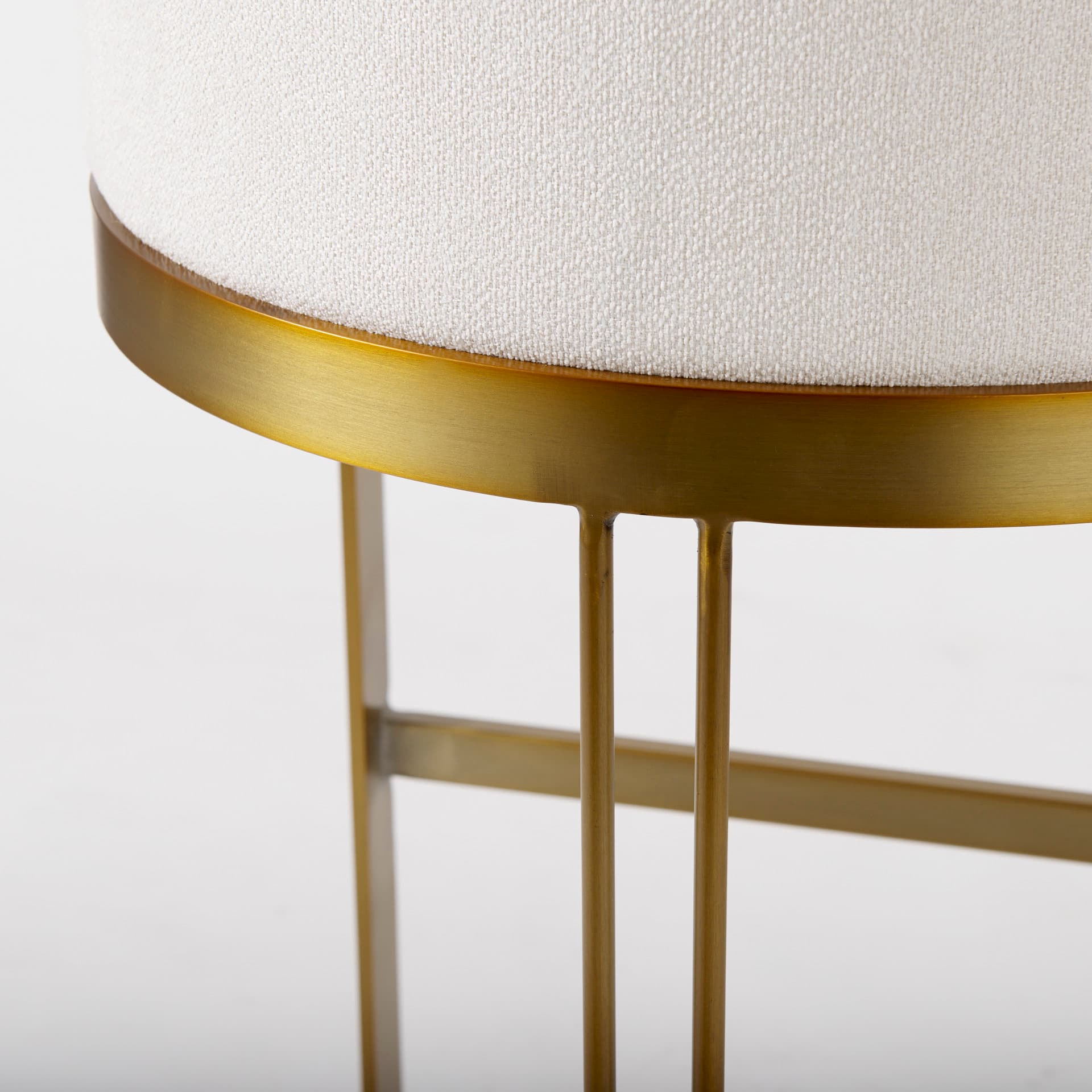 Hollyfield Low Back 28.75in Seat Bar Stool | Cream Fabric w/ Metal — product photograph