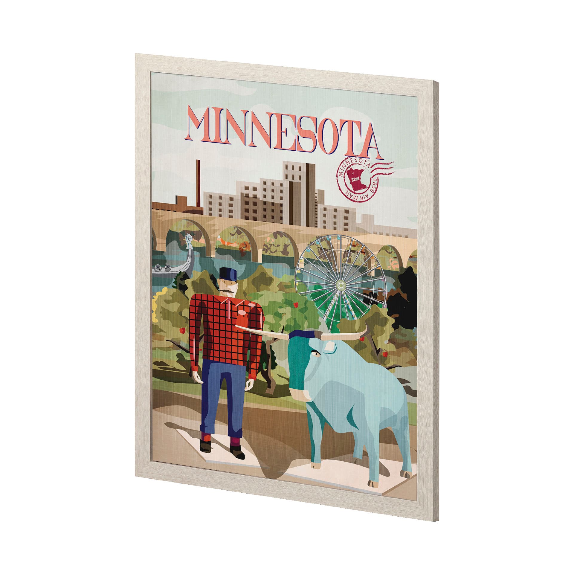 Minnesota Go USA (L) by Mercana Studio a Hand Embellished Decograph Framed Art Print — product photograph