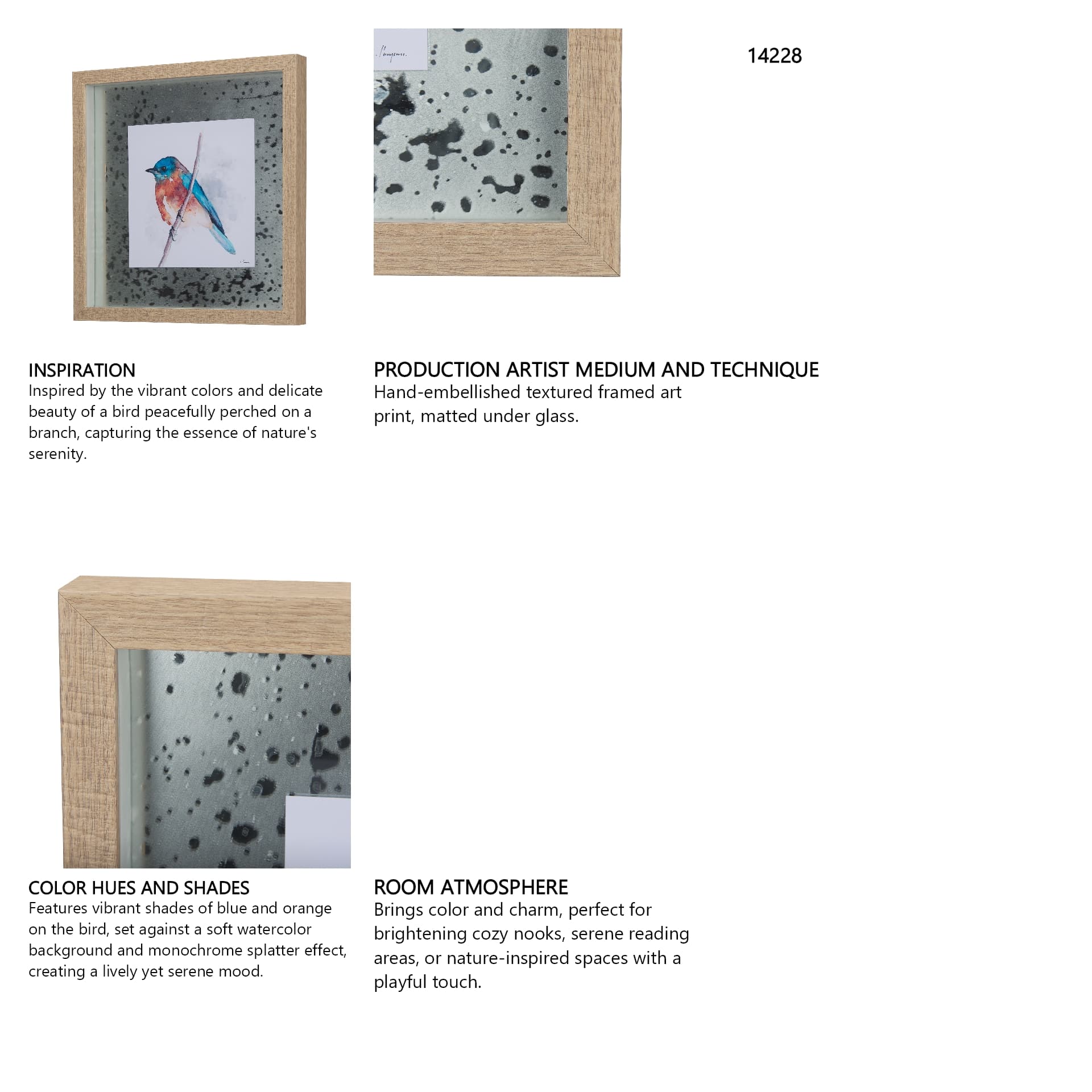 Eastern Blue I by Mercana Studio a Hand Embellished Textured Framed Art Print Matted under Glass — in a styled room