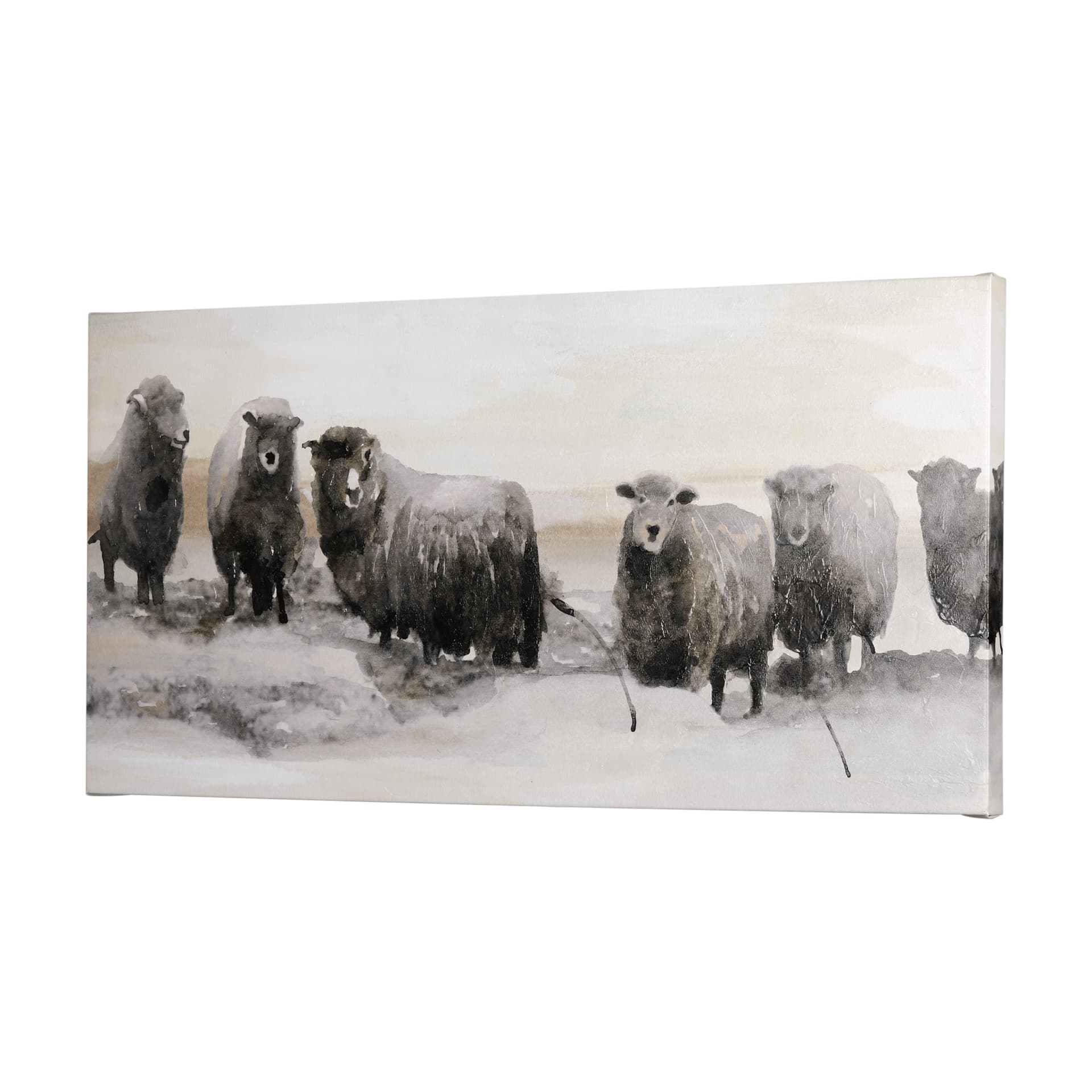 Winter Sheeps I by Stellar Design Studio a Hand Embellished Textured Canvas — product photograph