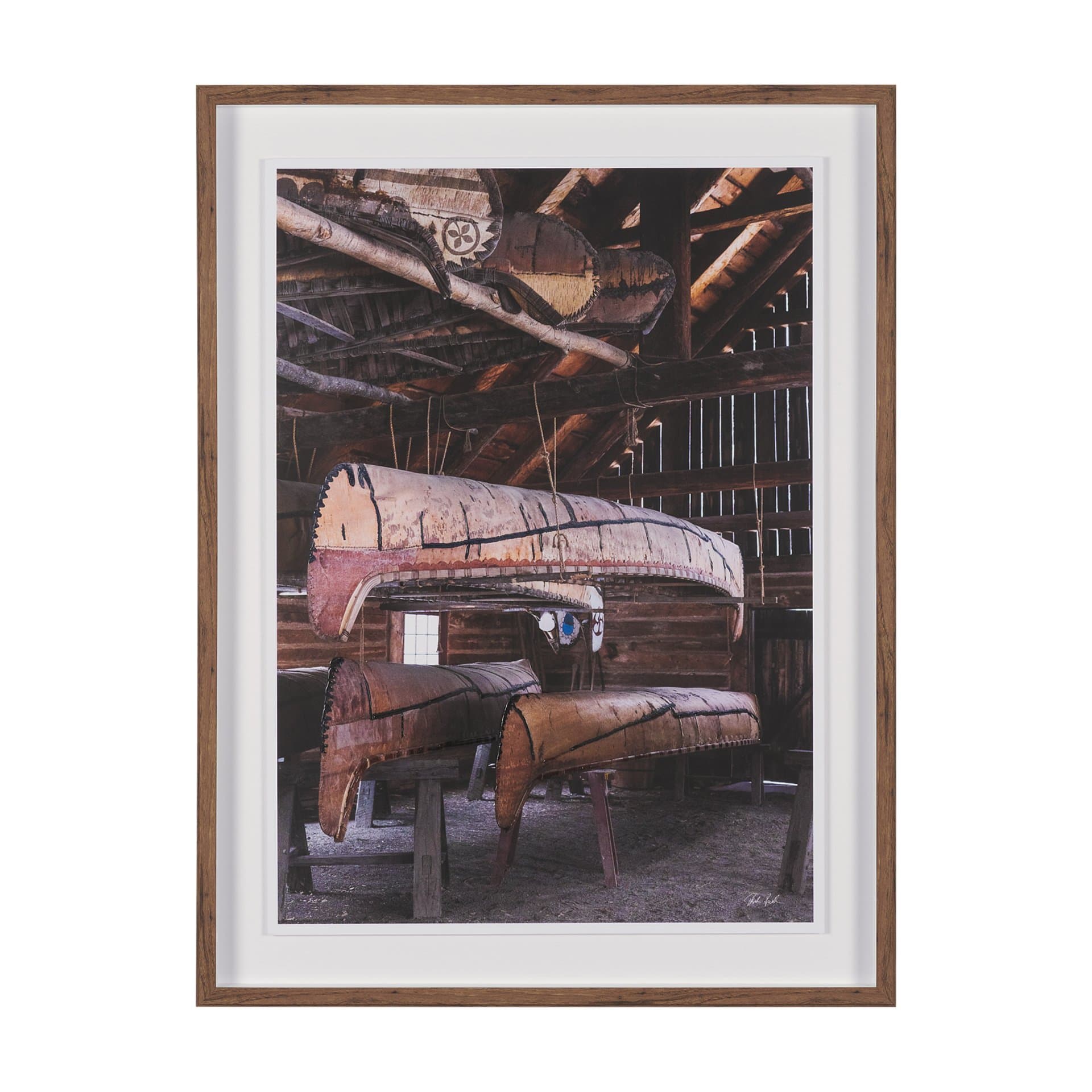 Canoe Barn by Deborah Revell Hand Embelished Framed Art Print Matted under Glass — product photograph