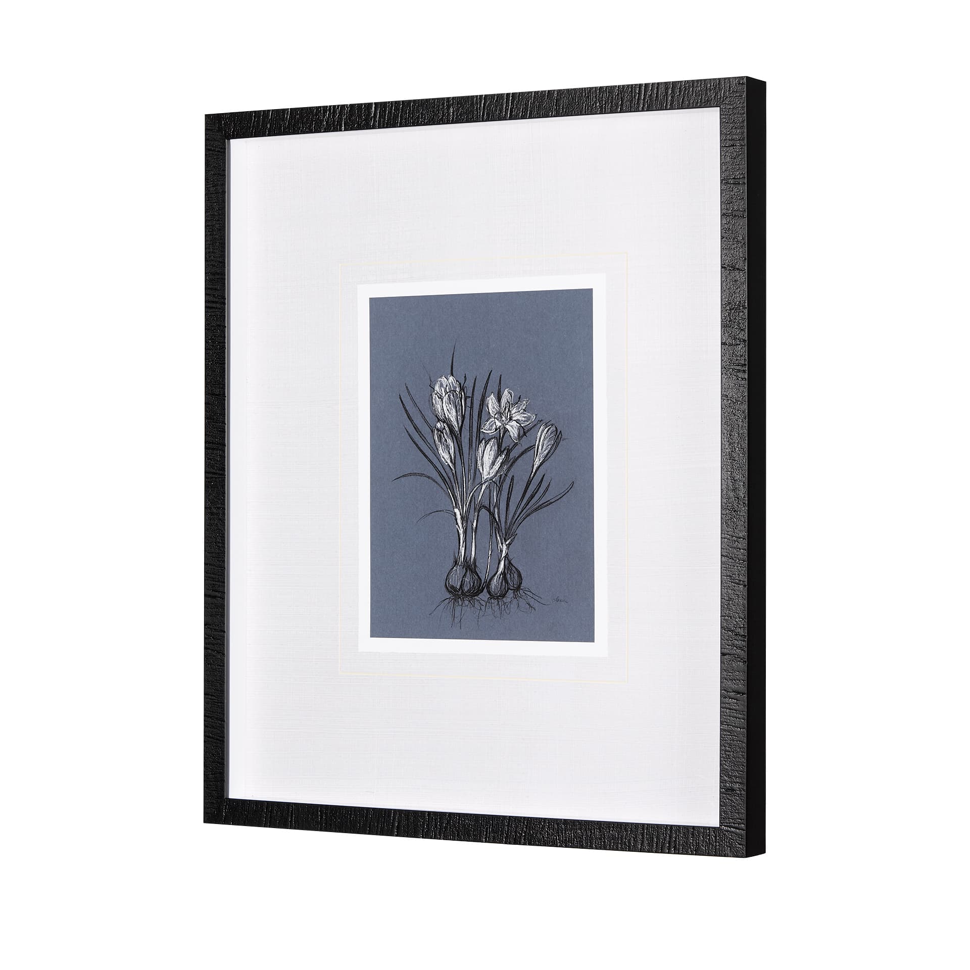 Botanical sketches V (Blue) by Mercana Studio Hand Embellished Framed Art Print Matted under Glass — product photograph