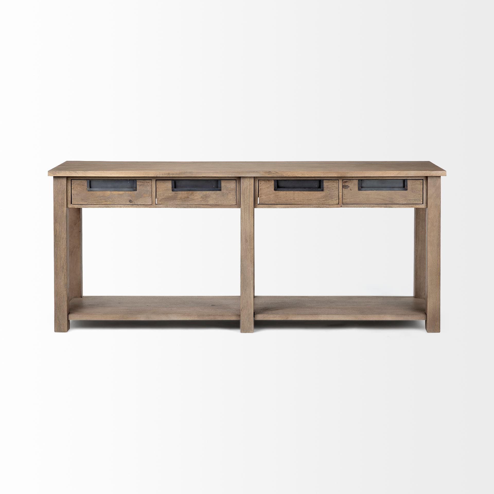 Harrelson III 72L x 18W Brown Wood 4 Drawer Console Table — product photograph