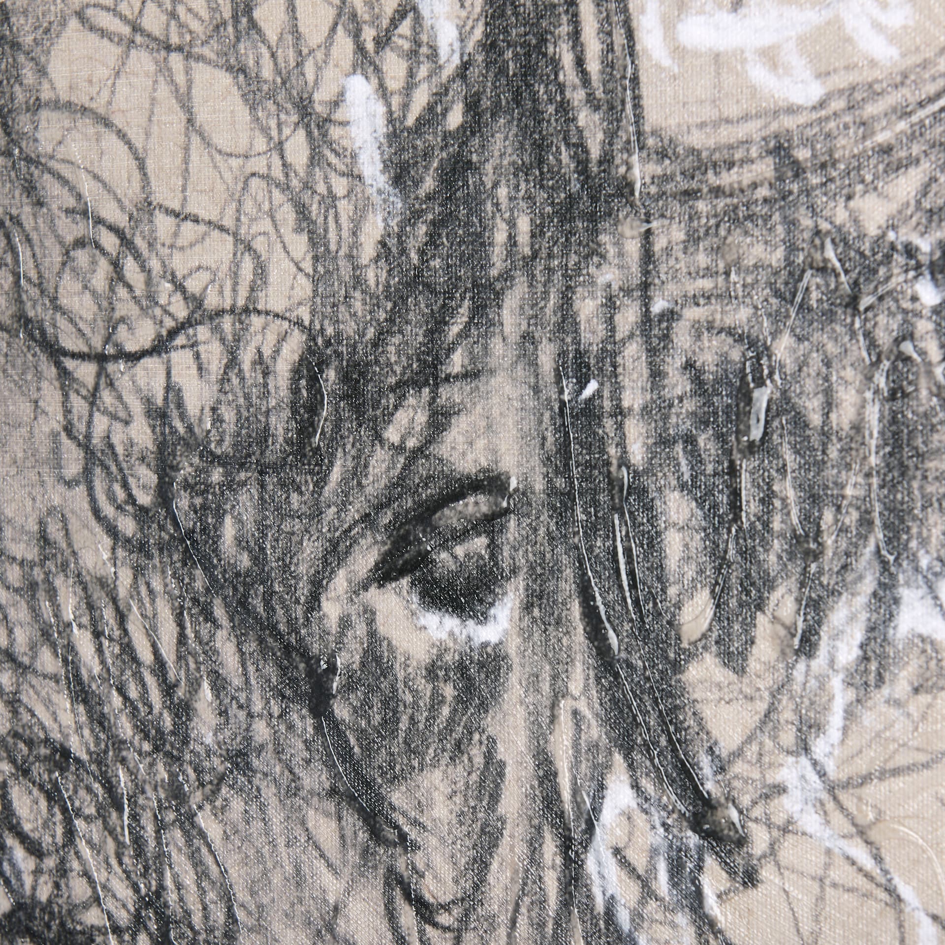 Sketch of animal IX (Bison) by Mercana Studio a Hand Embellished Textured Canvas — product photograph