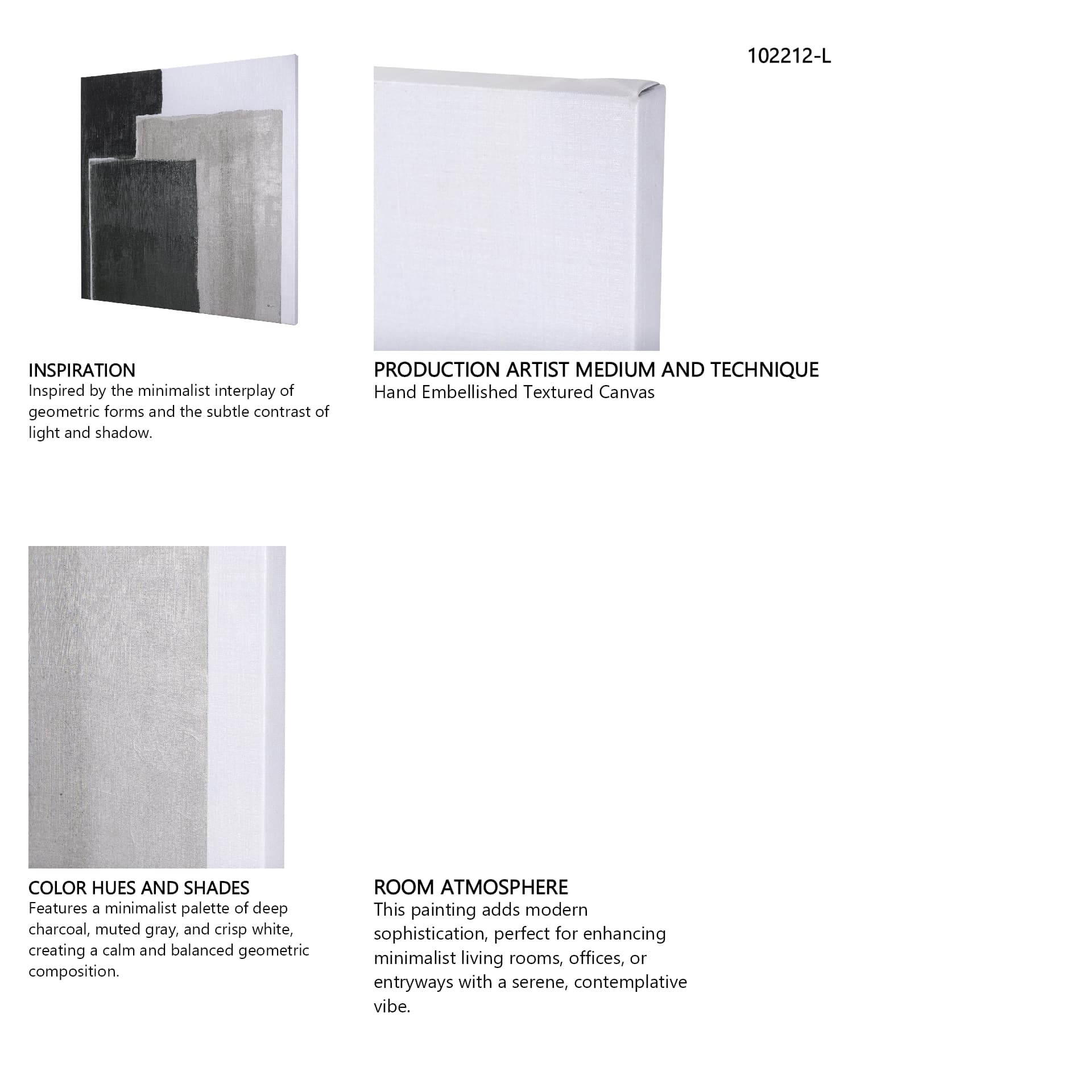 Block I by Mercana Studio a Hand Embellished Textured Canvas — in a styled room