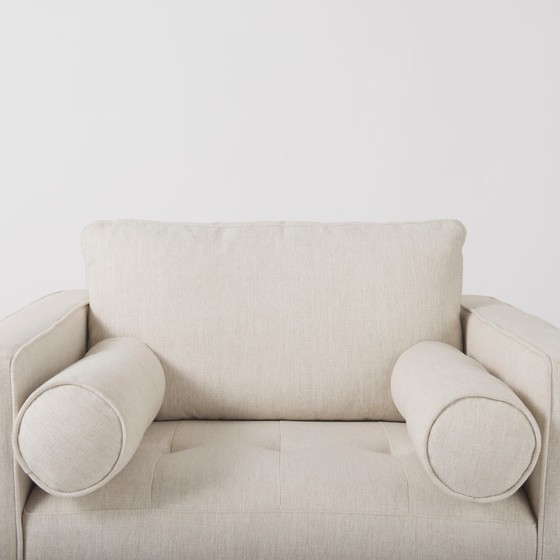 Loretta 40.7L x 36.2W x 33.9H Cream Fabric Chair W/ Two Bolster Cushions — product photograph