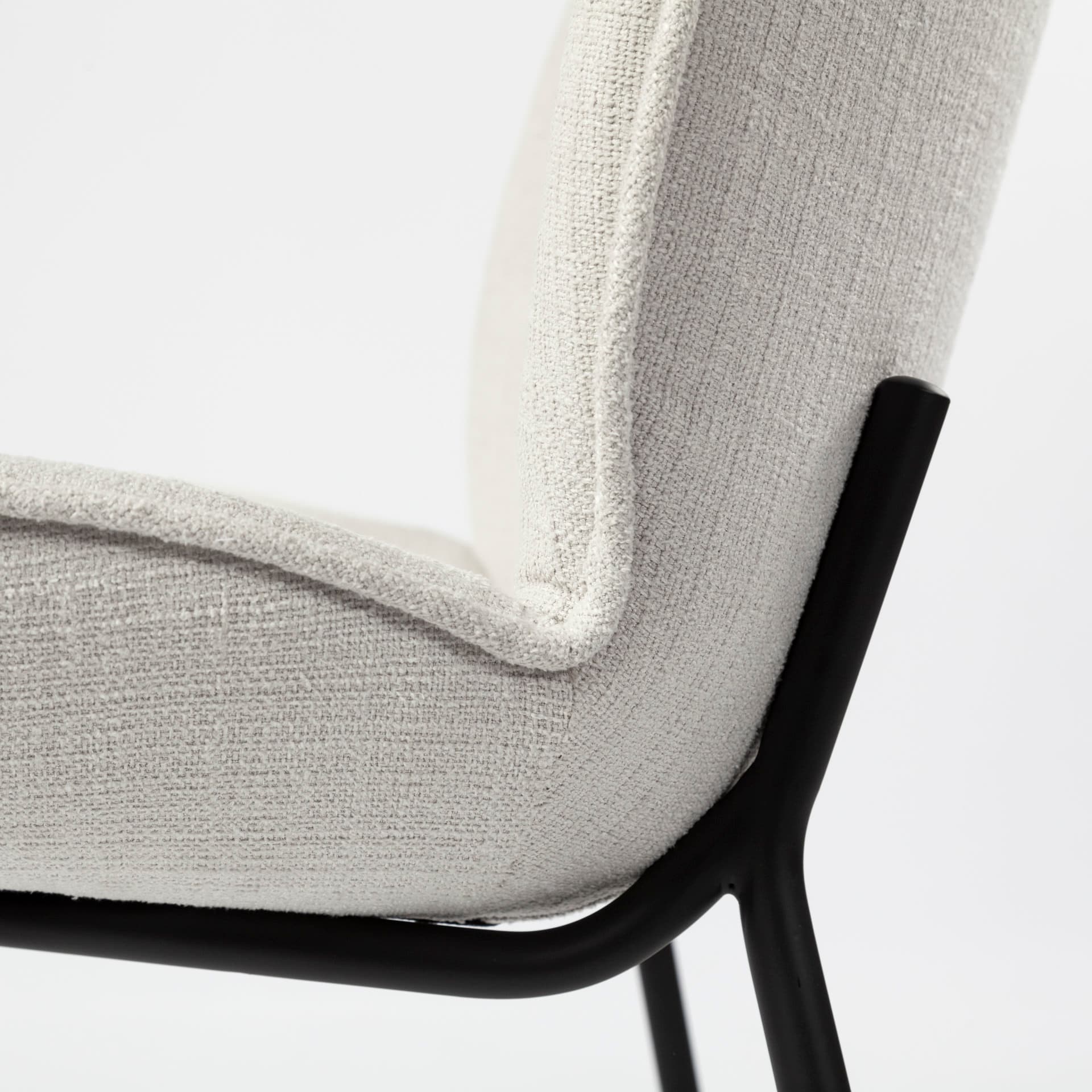Inala Curved Back Dining Side Chair | White Fabric w/ Black Metal — product photograph
