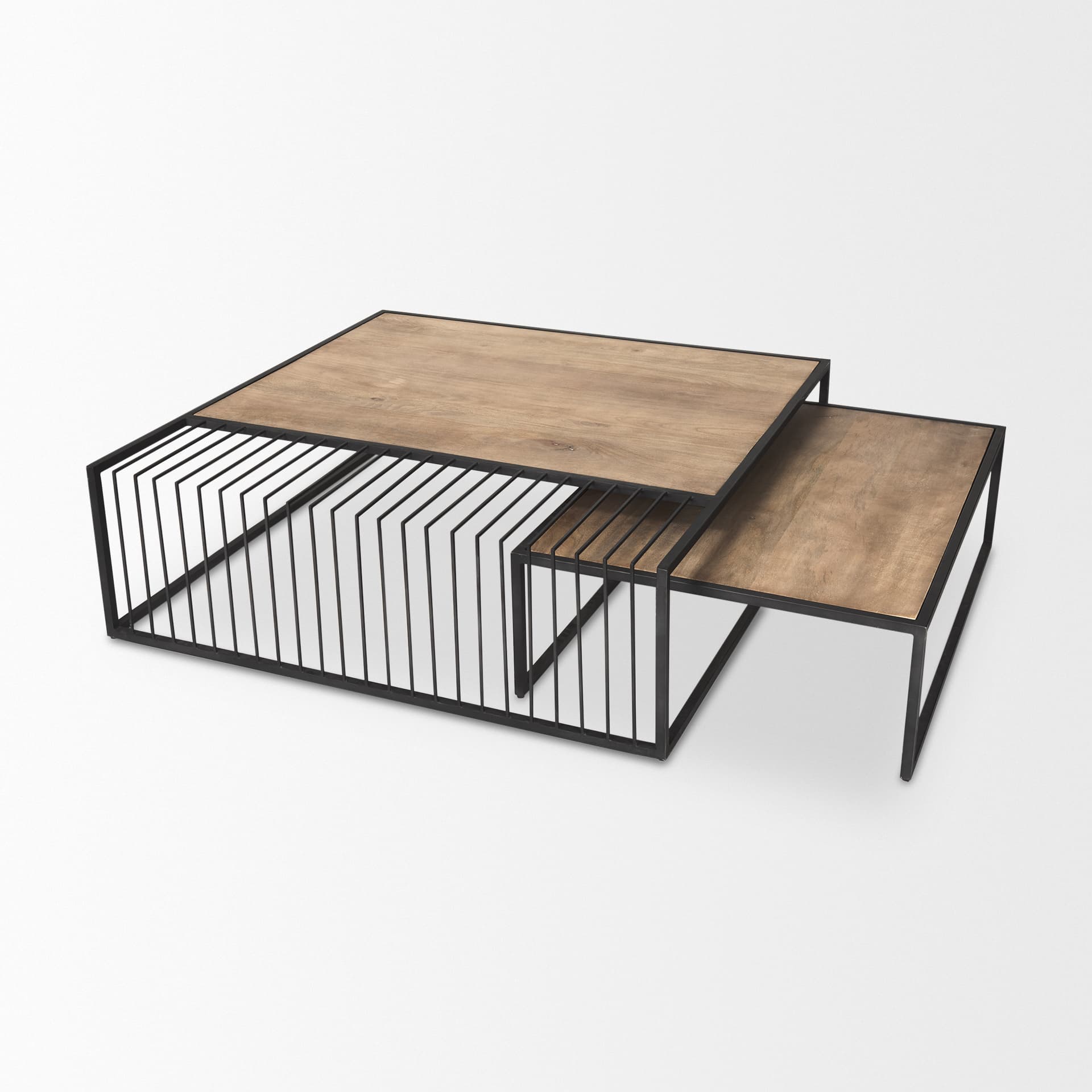 Miles Black Metal w/ Light Wood Nesting Coffee Table — product photograph