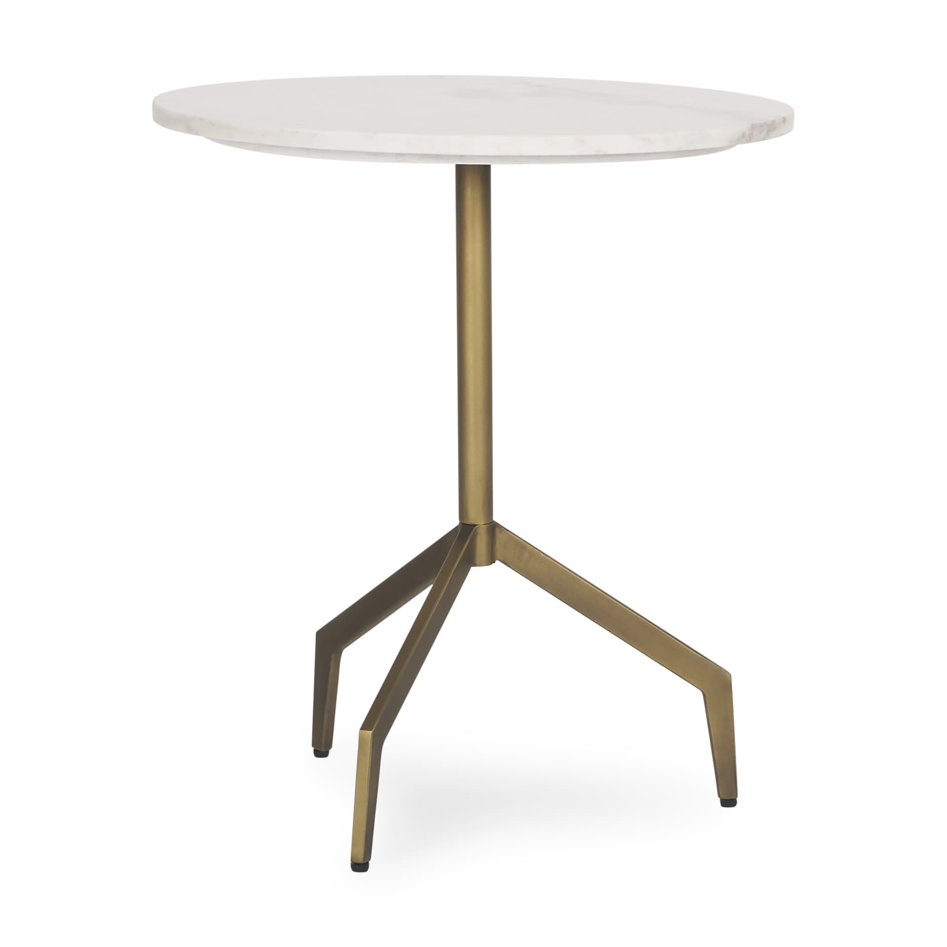 Serre Marble Top 3 Prong Gold Metal Base End Table — product photograph