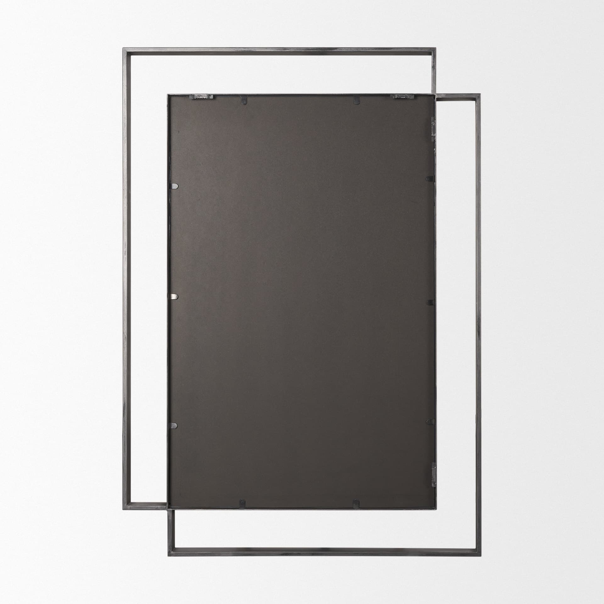 Tiva Rectangular Dual Metal Frame Gunmetal Mirror — product photograph
