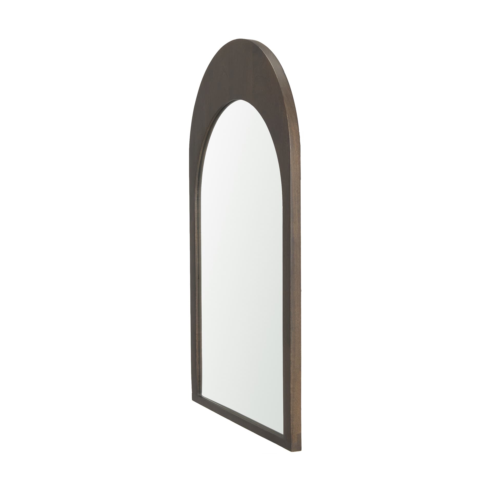 Celeste Dark Brown Wood Arched Mirror — product photograph