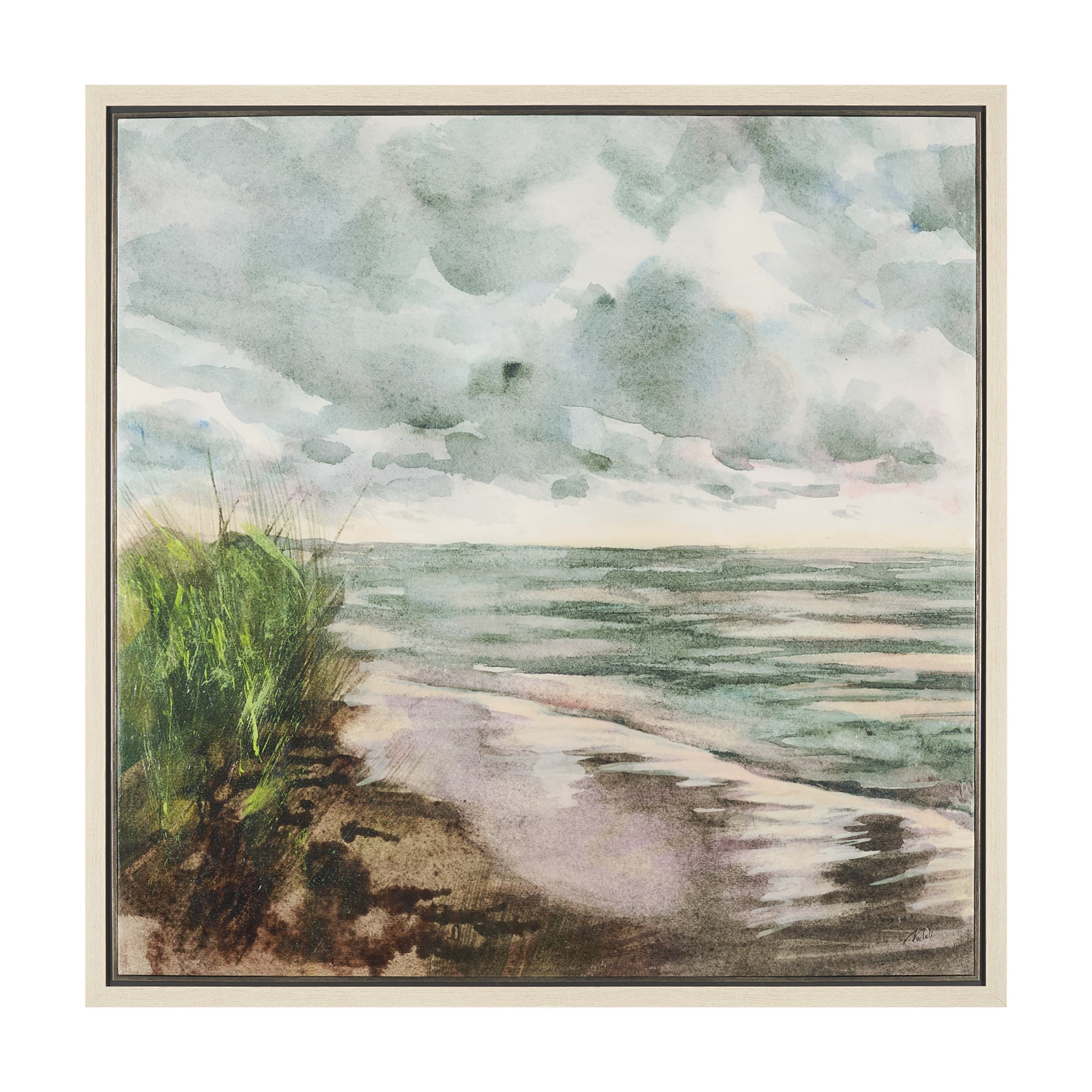 Beach View I by Mercana Studio Hand-Embellished Textured Framed Canvas Artwork — product photograph
