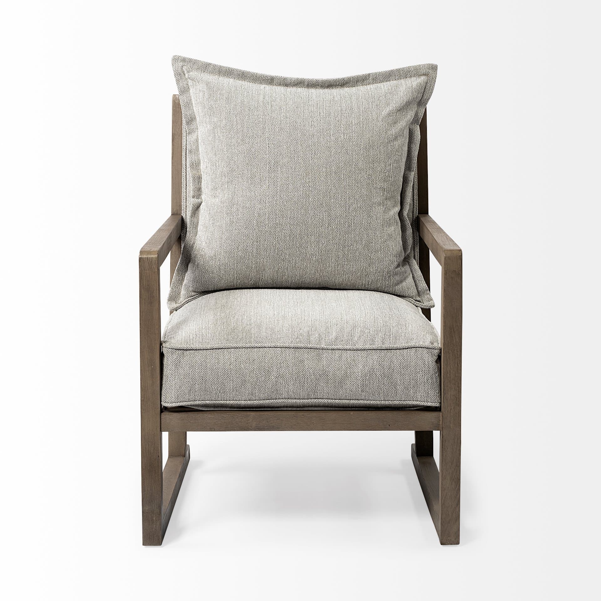 Sherlock Frost Gray Wood Frame Accent Chair — product photograph