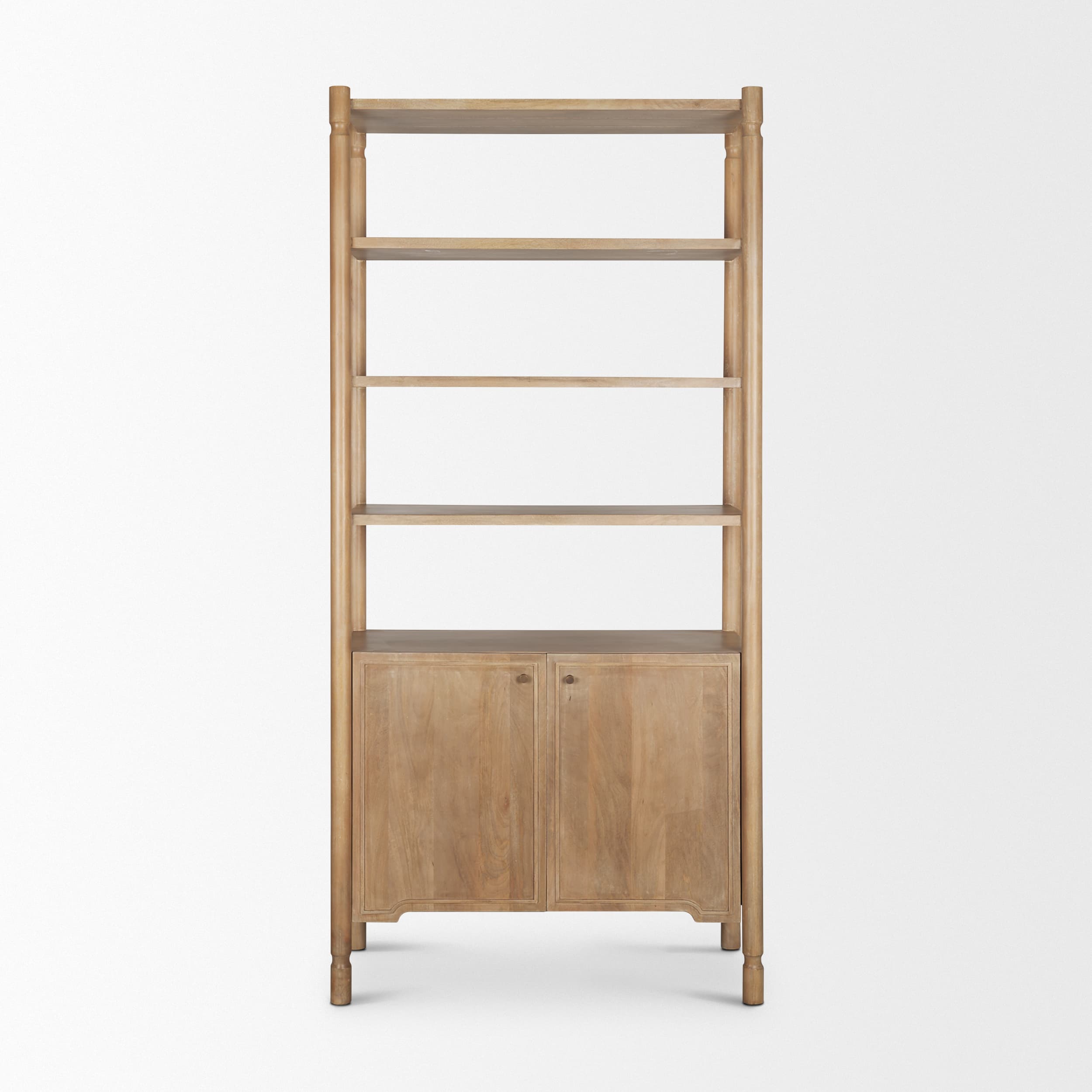 Phil Light Brown Wood 2 Door 3 Shelves Open Shelving Unit — product photograph