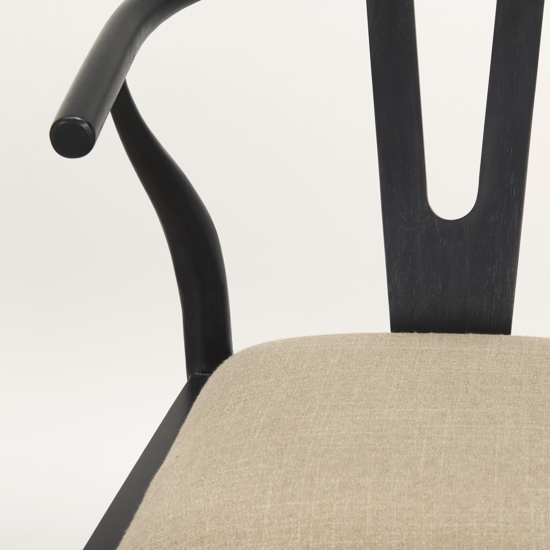 Trixie Backless 43.3in Seat Bar Stool | Beige Fabric w/ Black Wood — product photograph