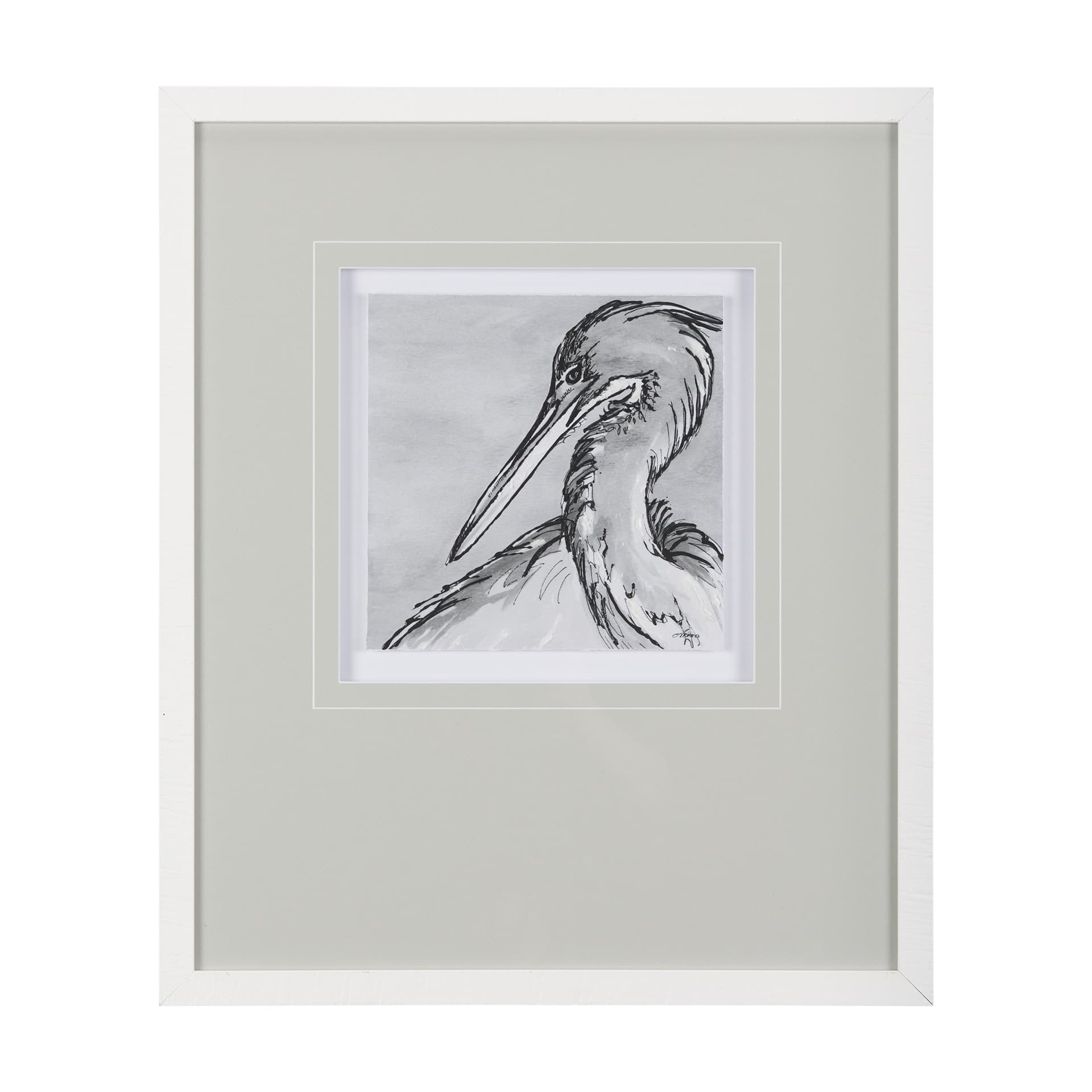 Bird Portrait Sketch IV by Mercana Studio Hand Embellished Framed Art Print Matted under Glass — product photograph