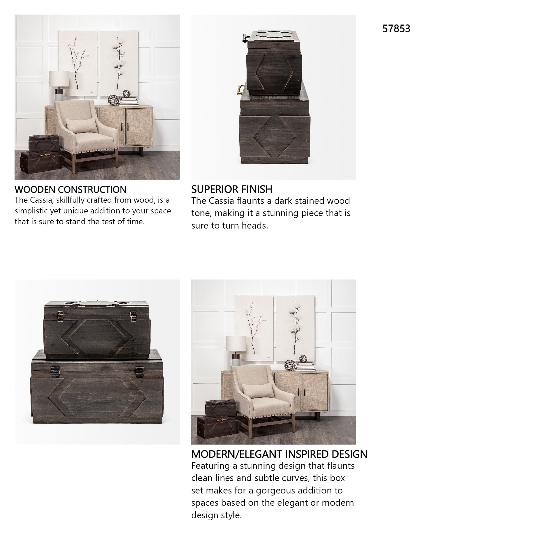 Cassia Set of 2 Brown Wooden Boxes — in a styled room