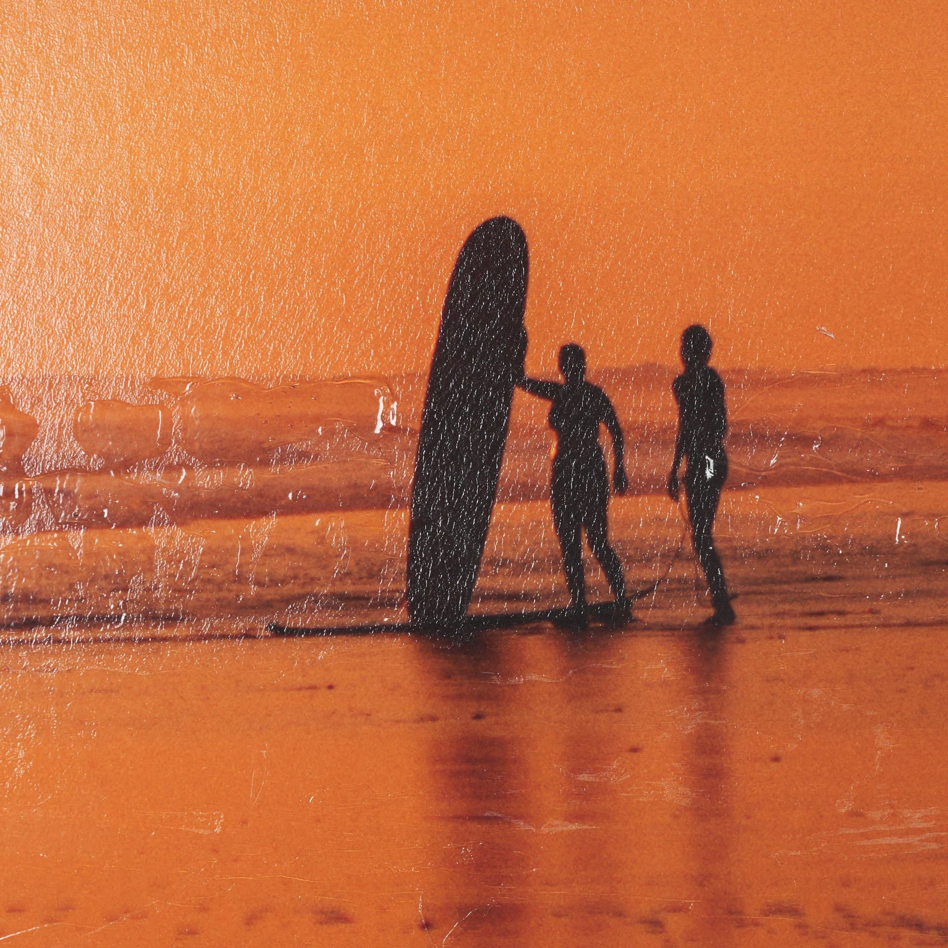 Bali Surfers by Stefan and Audrey Hand-Embellished Textured Framed Photo Print Matted under Glass — product photograph