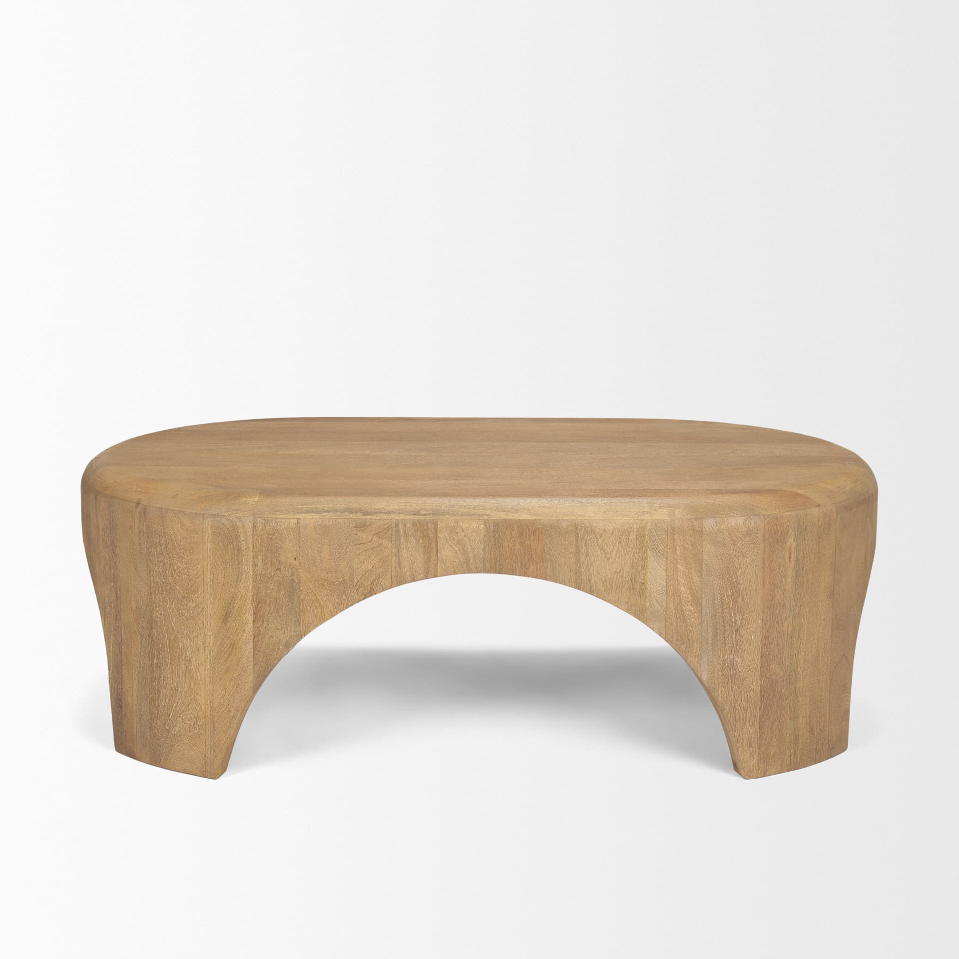 Shima Oval Light Brown Wood w/ Arched Legs Coffee Table — product photograph