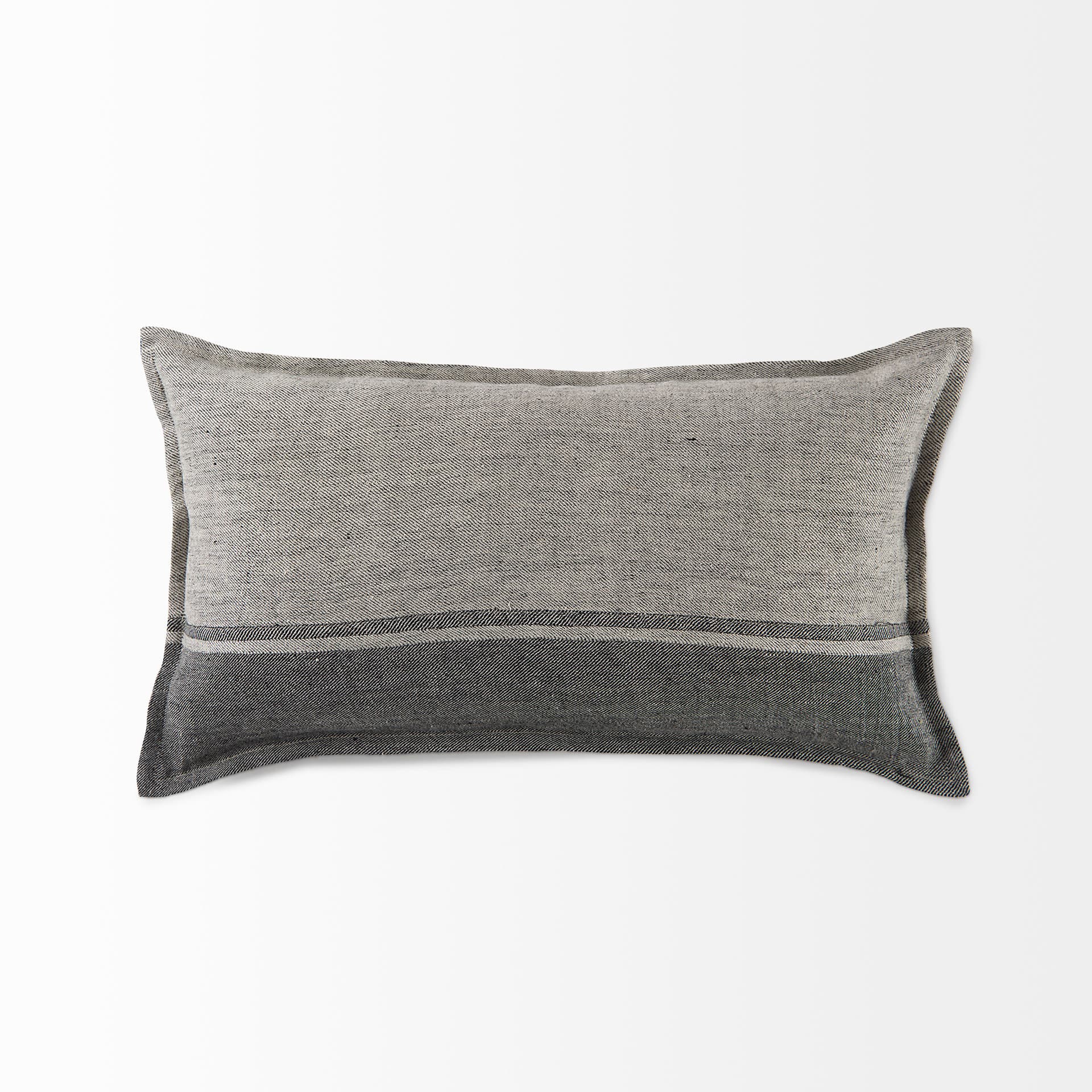 Zadie 14x26 Light Gray and Dark Gray Fabric Color Blocked Pillow Cover — product photograph