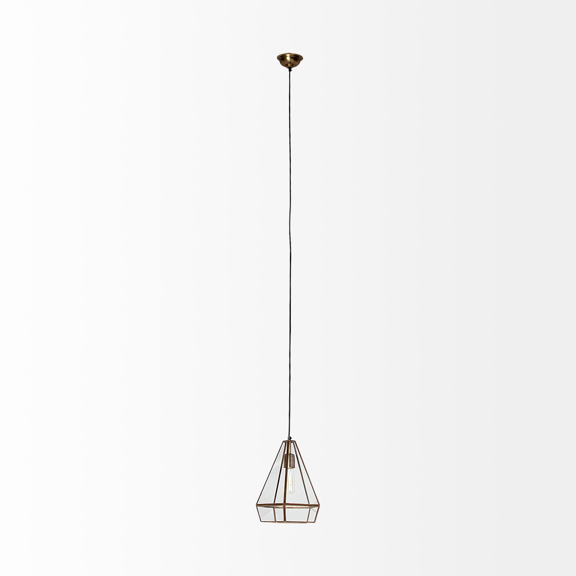Prima 9.5x12.5 Gold Metal and Glass Pyramid Pendant Light — product photograph