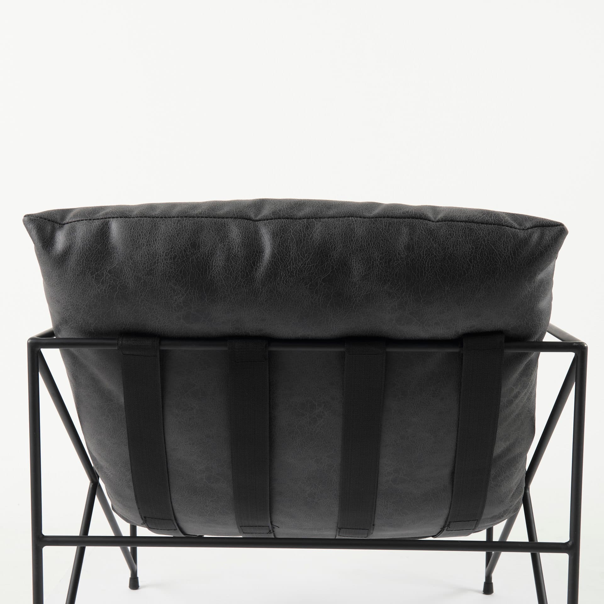 Leonidas 28.5L x 29.5W x 34.0H Black Faux Leather Seat W/ Black Metal Frame Accent Chair — product photograph