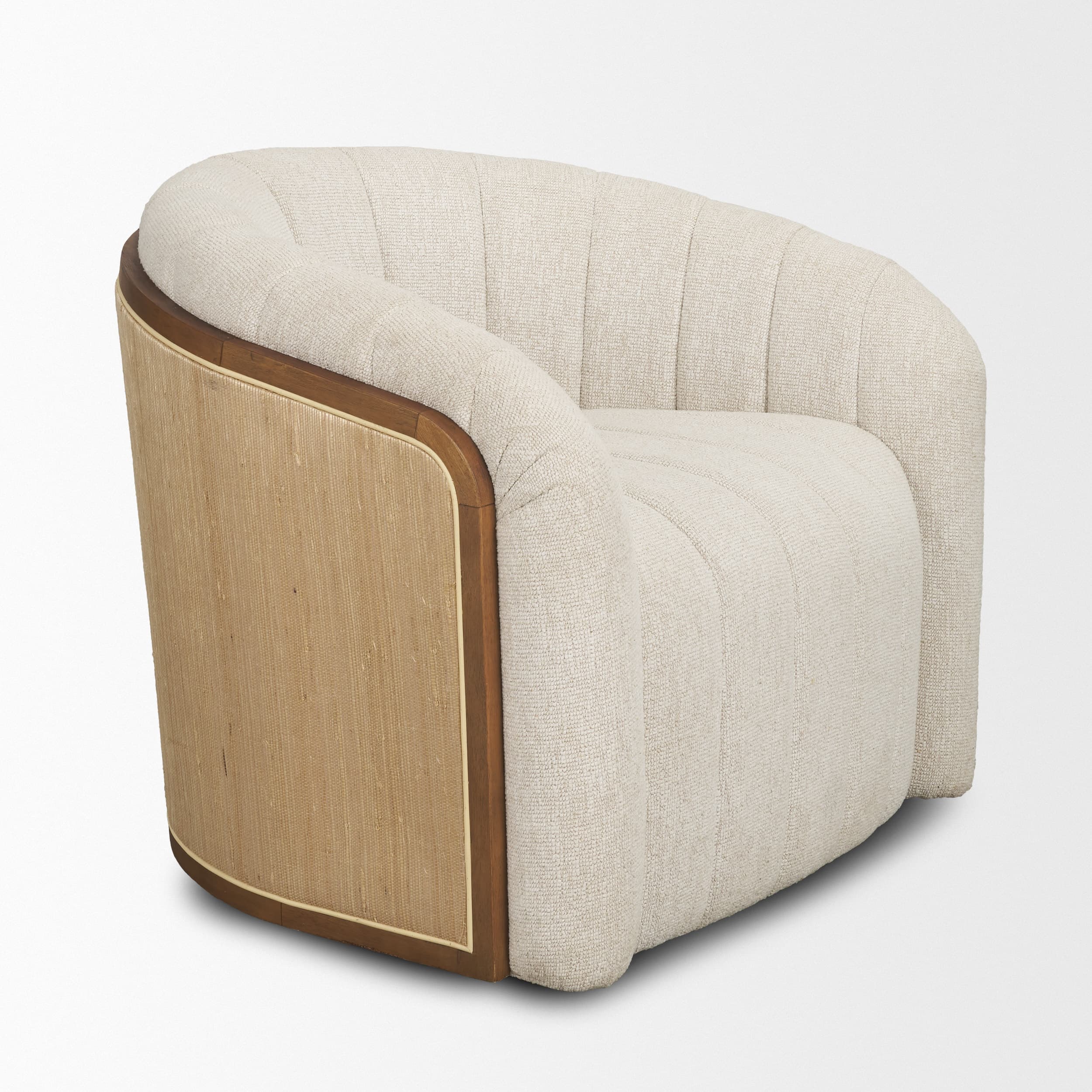 Fonda Cream Fabric w/ Natural Jute Swivel Accent Chair — product photograph