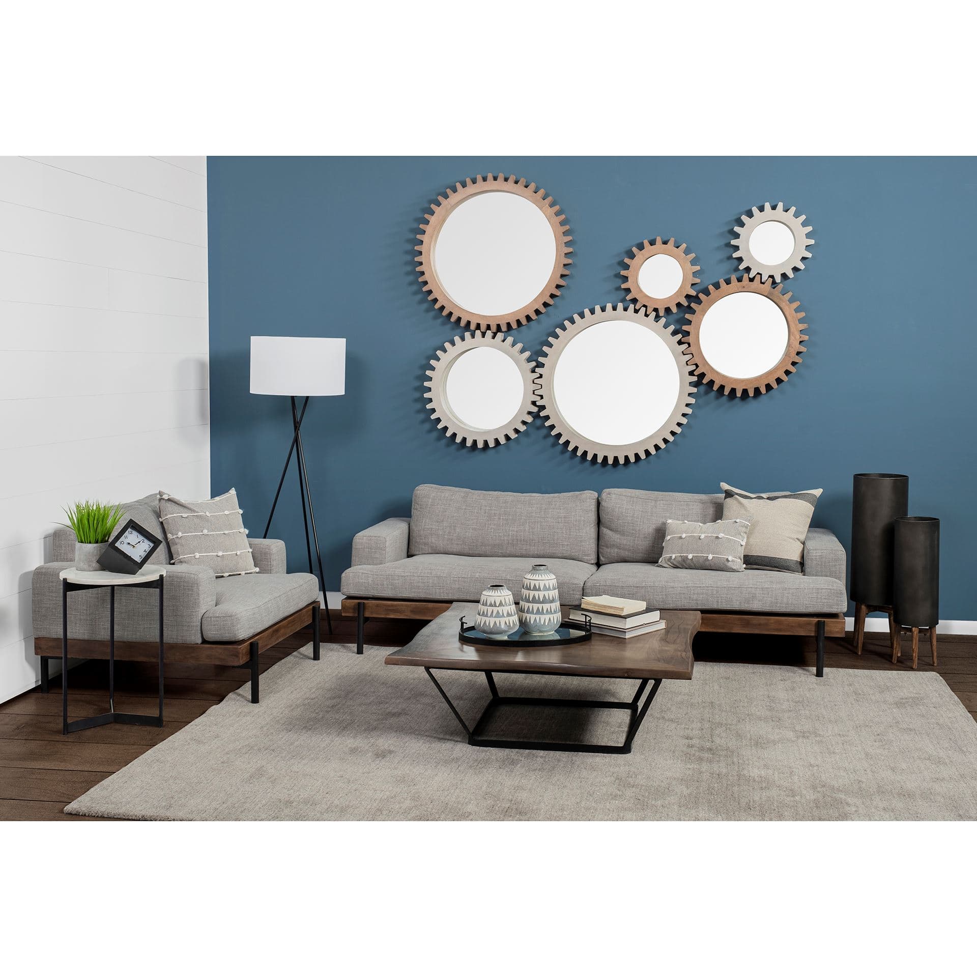 Colburne II 95" Gray Upholstered Three Seater Sofa — in a styled room
