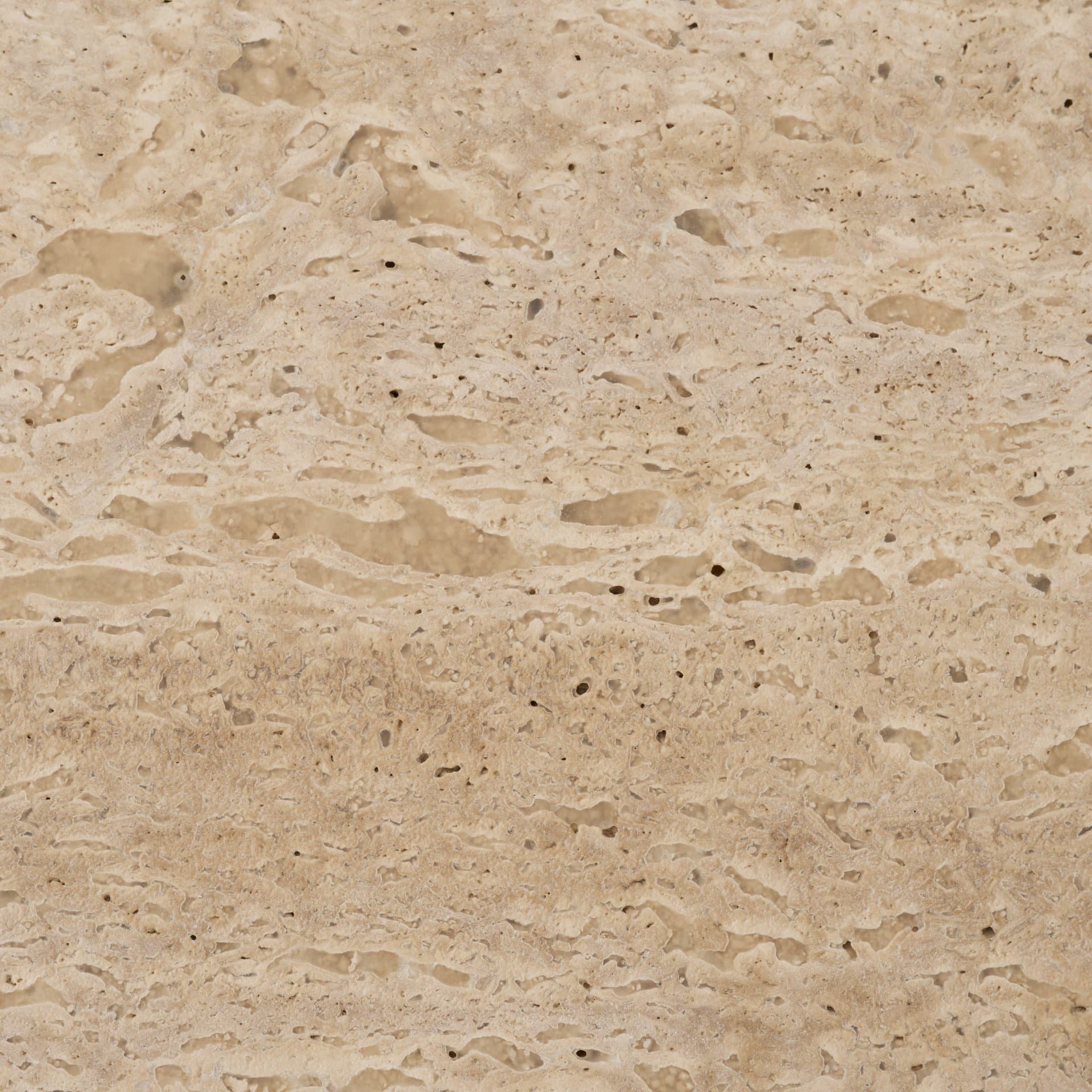 Milos Travertine Top w/ Light Brown Oak Wood Console Table — product photograph