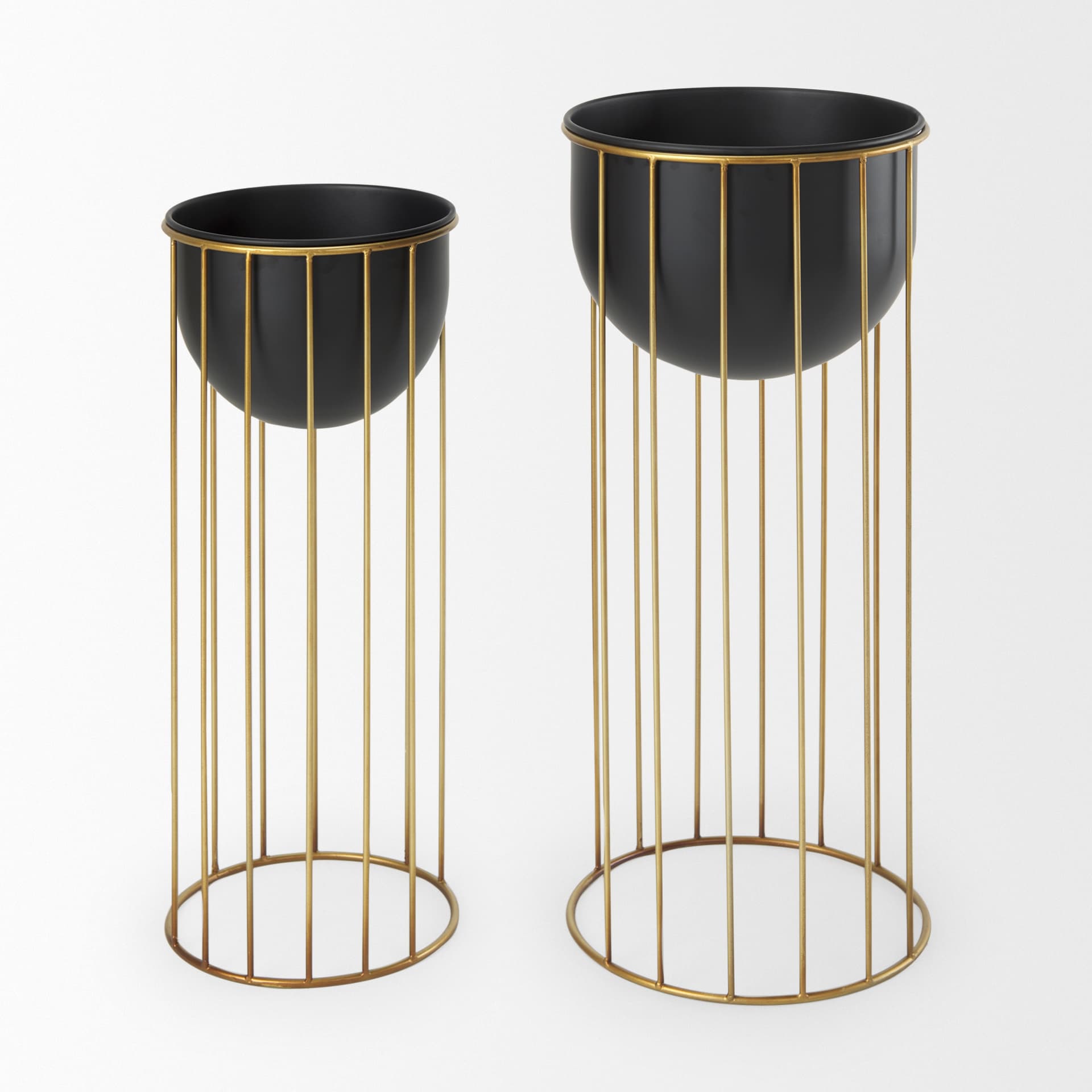 Danica Set of 2 Matte Black Metal Plant Stands — product photograph
