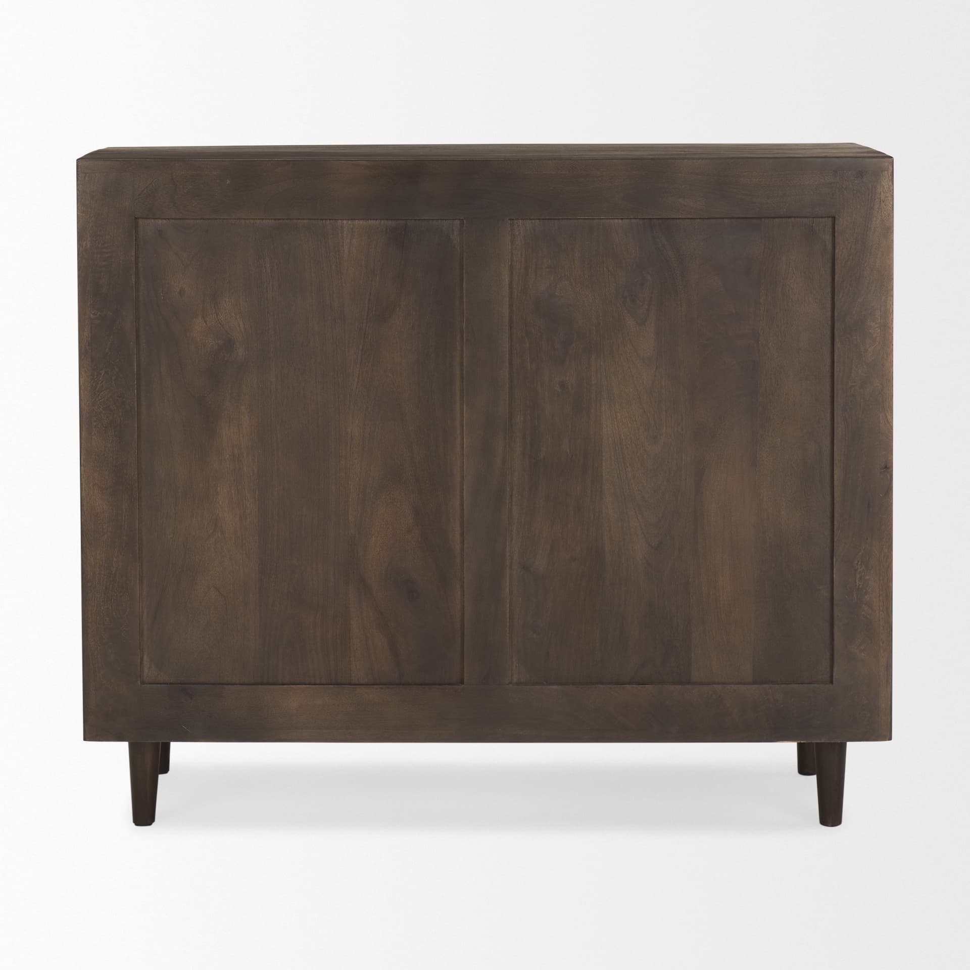 Tucker Dark Brown Wood w/ Carved Arch Pattern 2 Door Cabinet — product photograph