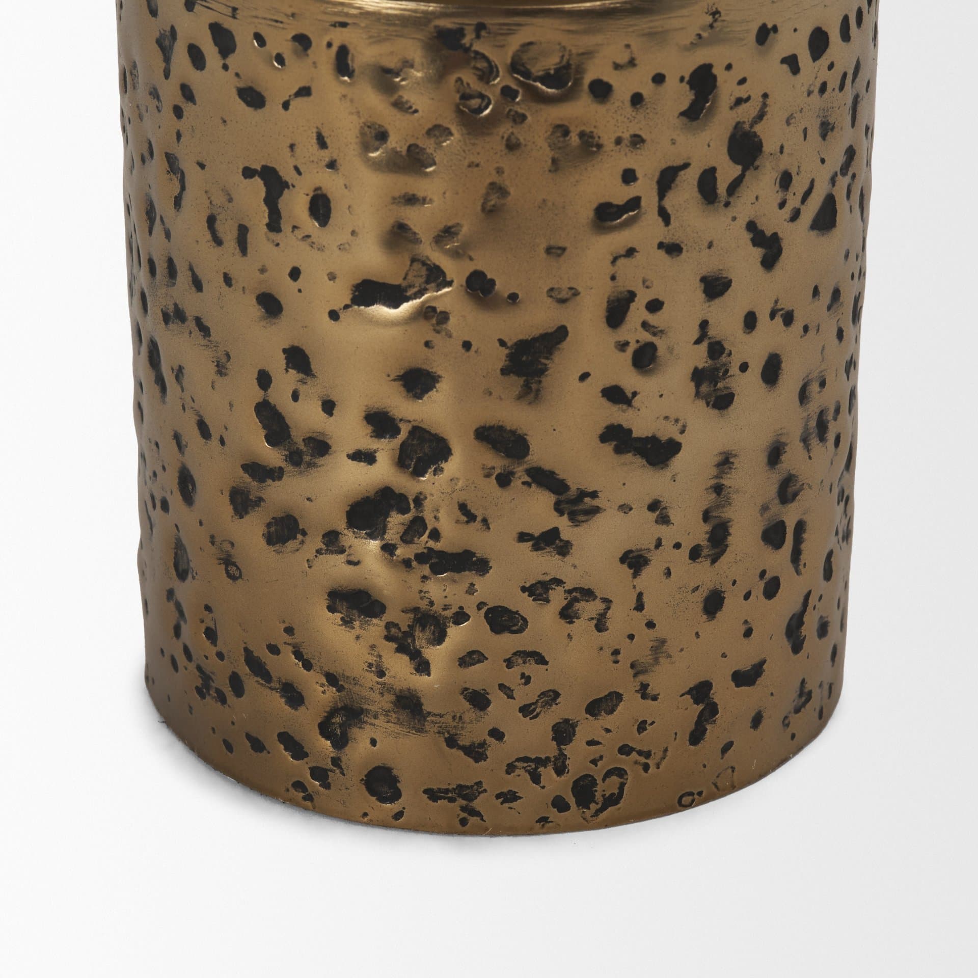 Akira Small Hammered Gold Metal Pillar Candle Holder — product photograph