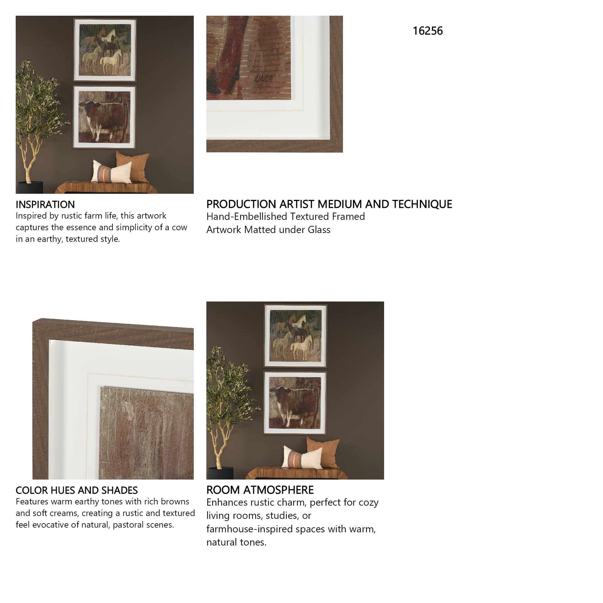 Molly by Mercana Studio Hand-Embellished Textured Framed Artwork Matted under Glass — in a styled room