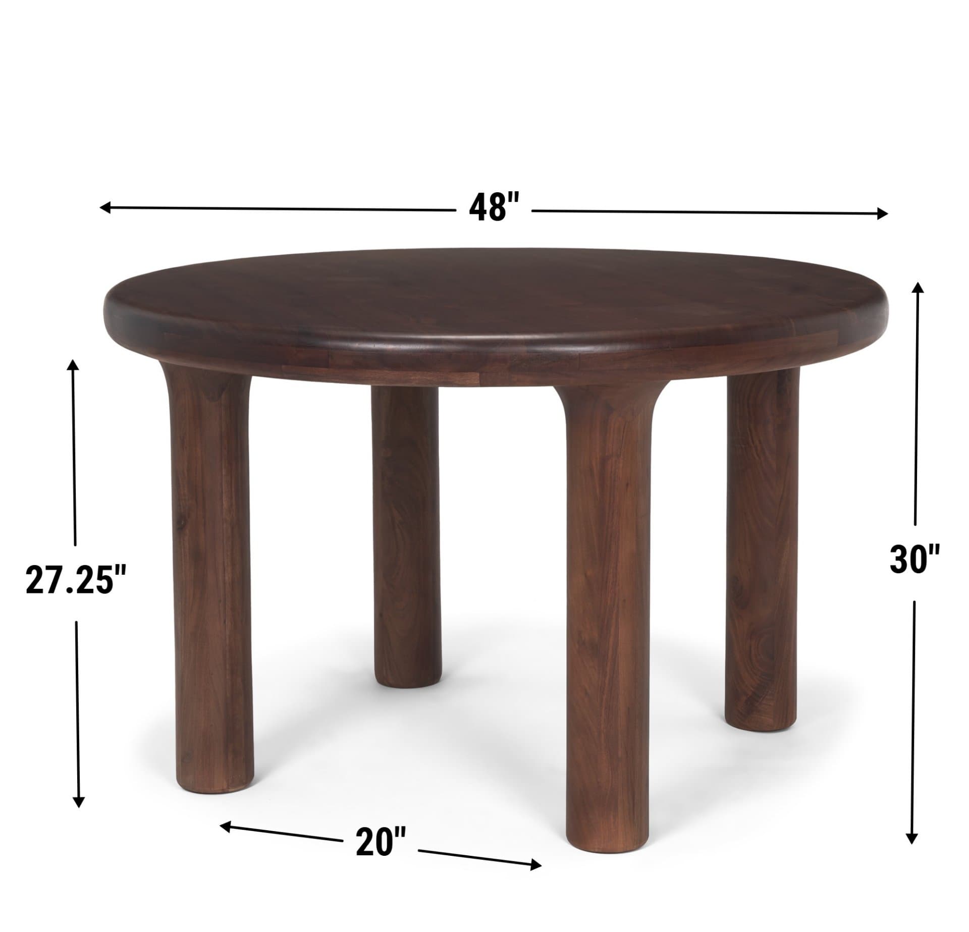 Soma 48" Round Dining Table | Modern | Red Brown Wood | Seats 4 — product photograph