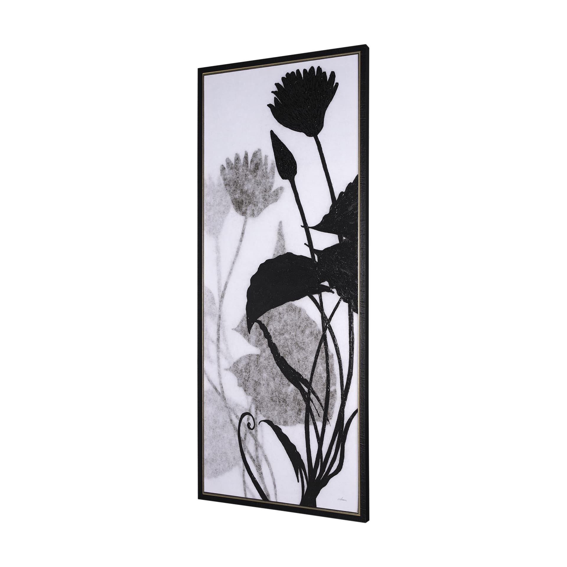 Floral Silhouette III by Mercana Studio a Hand Embellished Textured Framed Canvas — product photograph