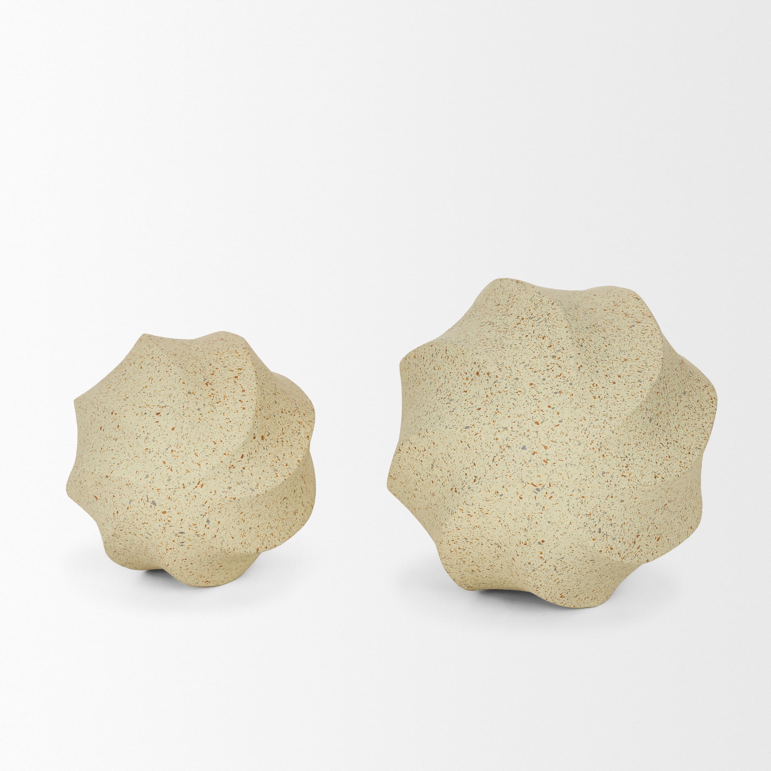 Imani Small Sculptural Textured Beige Metal Decorative Orb Object — product photograph