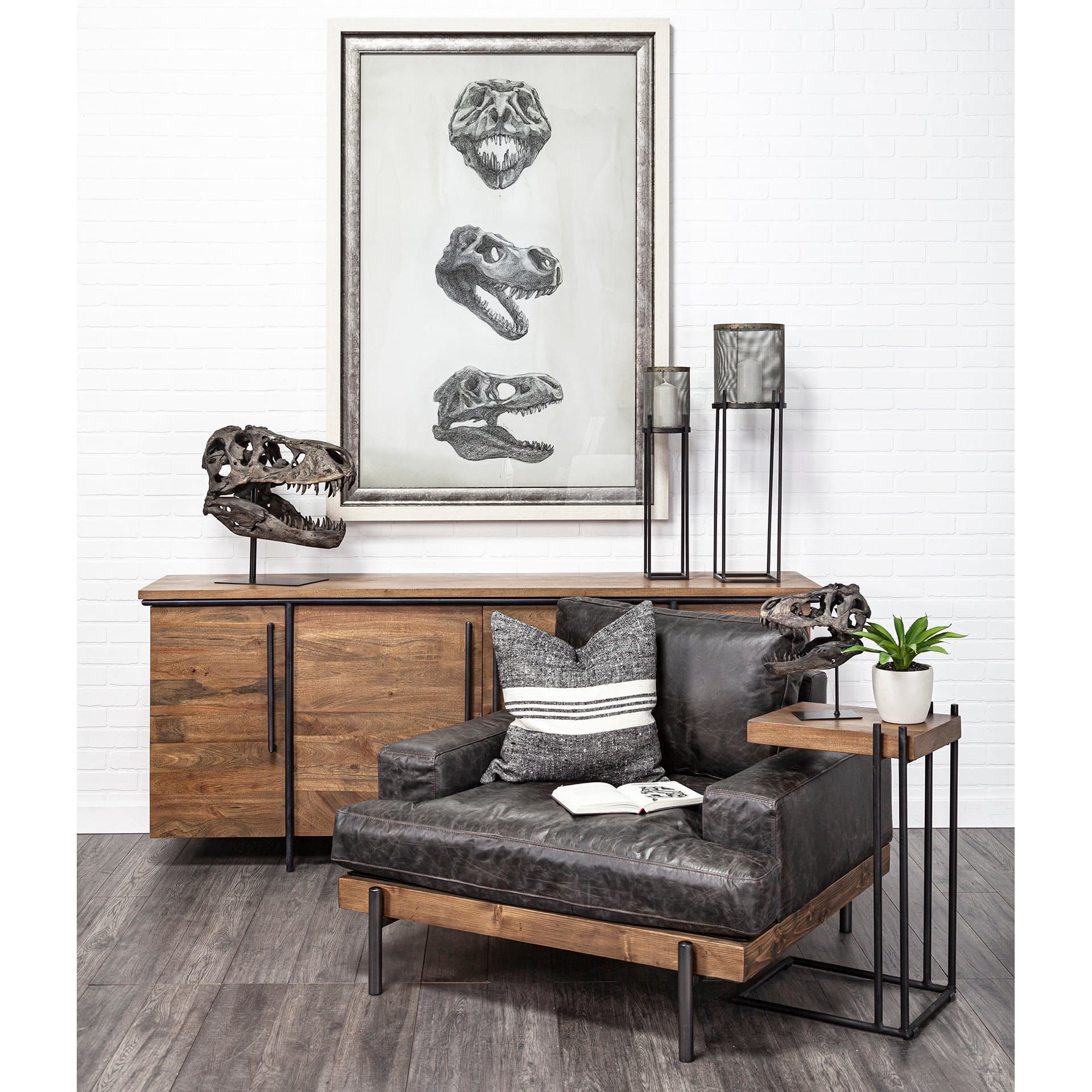 Steen Set of Two Black Meshed Metal Candle Holder Lanterns — in a styled room