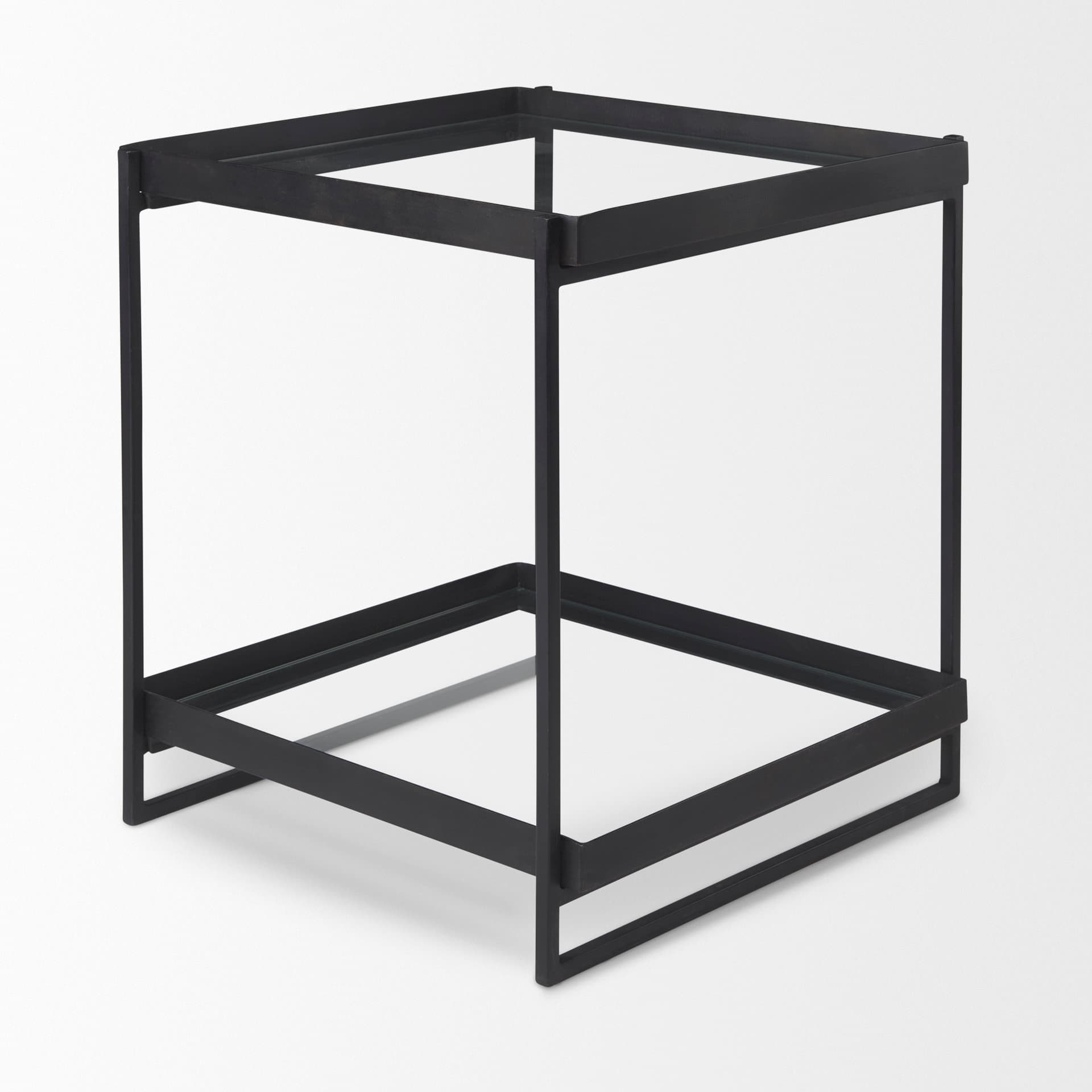 Trey Black Metal W/Glass Accent Table — product photograph