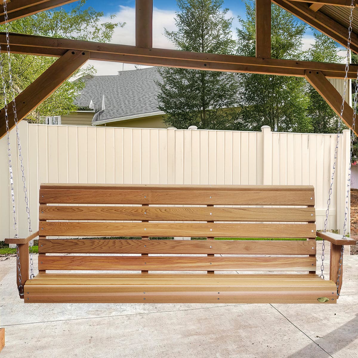 6-ft Cedar Porch Swing with Comfort Springs PS70-SW10 — product photograph